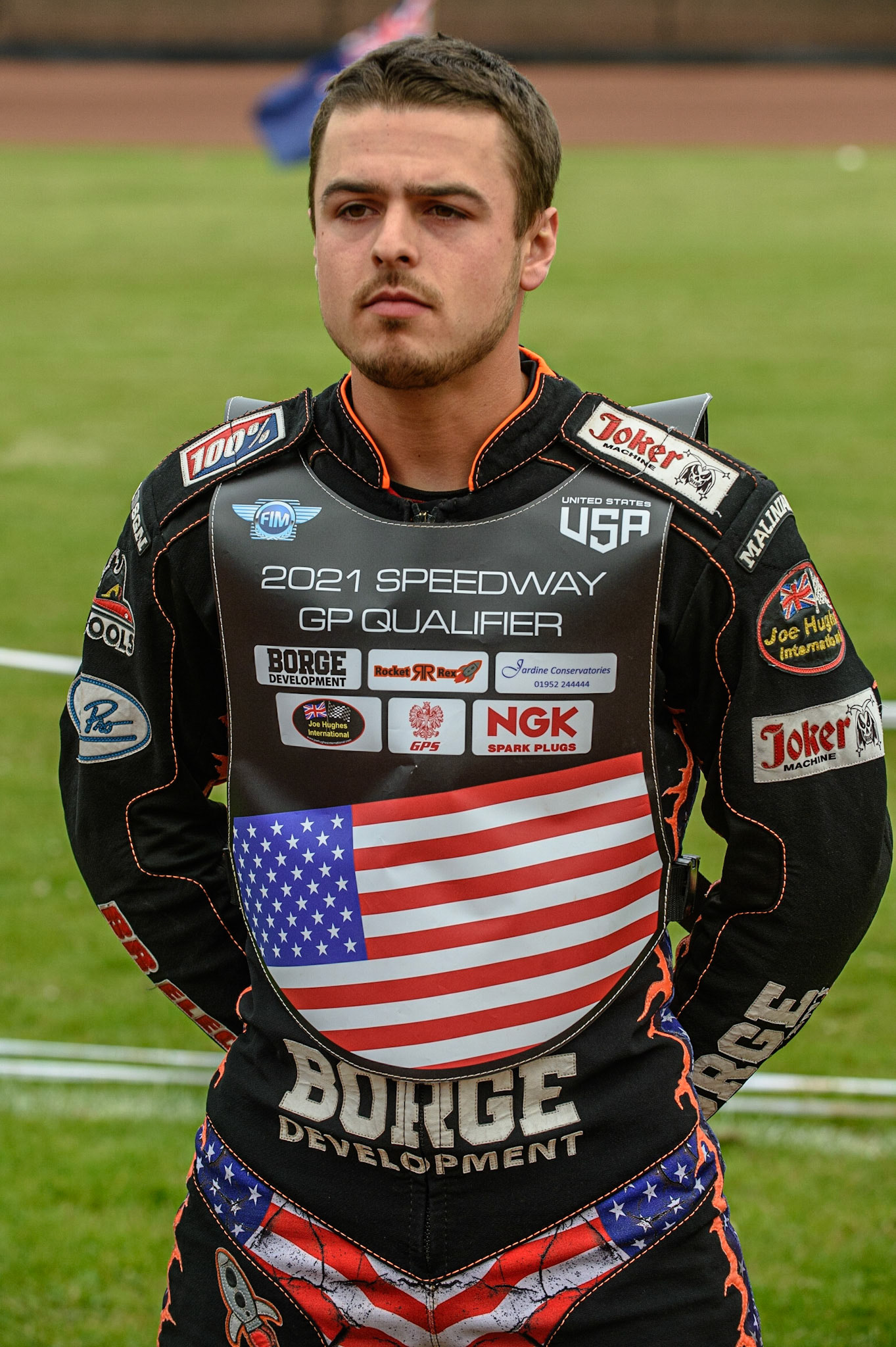 GLASGOW, UK. JUNE 19TH.  Luke Becker (USA) during the FIM Speedway Grand Prix Qualifying Round at the Peugeot Ashfield Stadium, Glasgow on Saturday 19th June 2021. (Credit: Ian Charles | MI News)