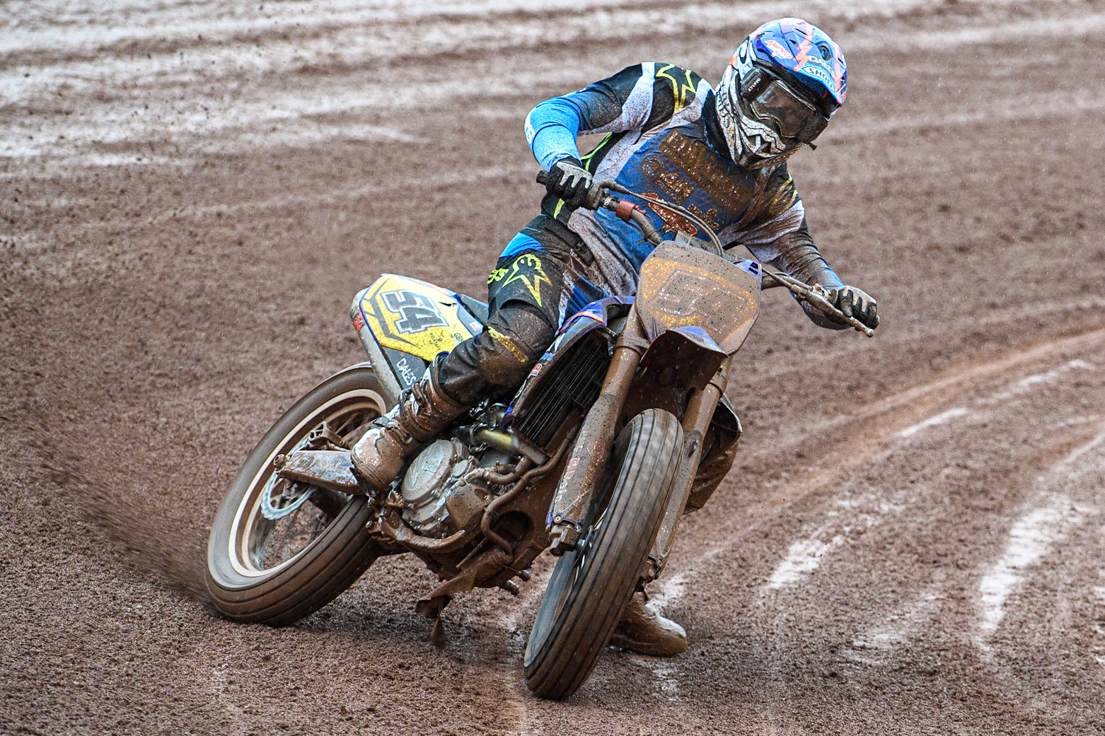 Tim Neave (54) from Great Britain in action during the FIM World Flat Track Championship Round 1 at the National Speedway Stadium, Manchester on Saturday 5th August 2023. (Photo: Ian Charles | MI News)