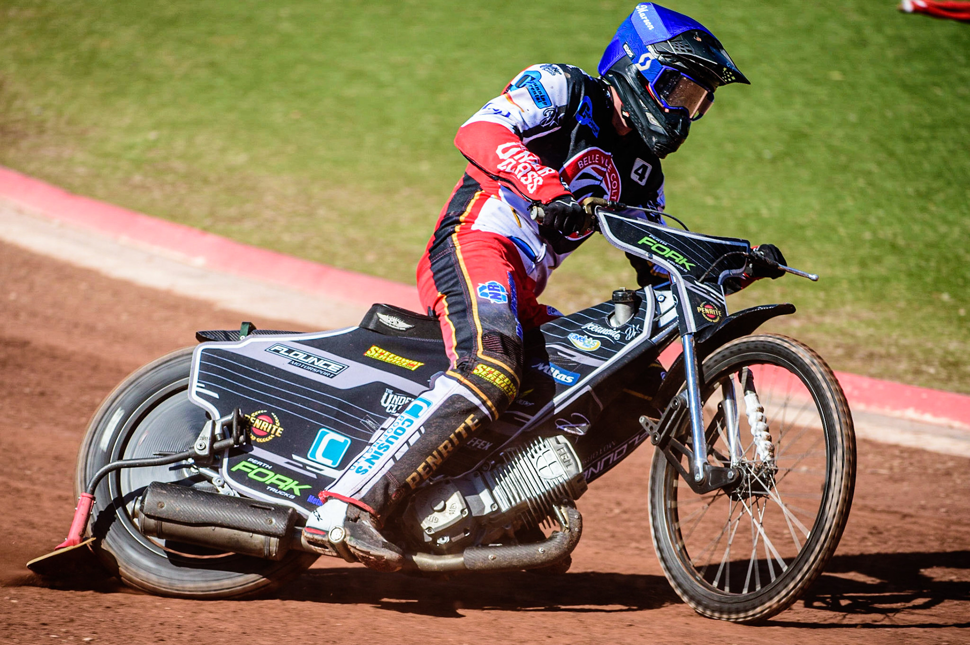 Matt Marson  in action  for Belle Vue ‘Cool Running’ Colts during the National Development League match between Belle Vue Colts and Berwick Bullets at the National Speedway Stadium, Manchester on Friday 7th April 2023. (Photo: Ian Charles | MI News)