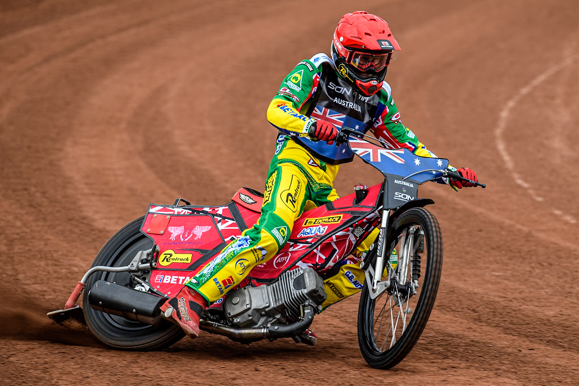Max Fricke of Australia practices during the Monster Energy FIM Speedway of Nation Semi Final 2 at the National Speedway Stadium, Manchester on Wednesday 10th July 2024. (Photo: Ian Charles | MI News)