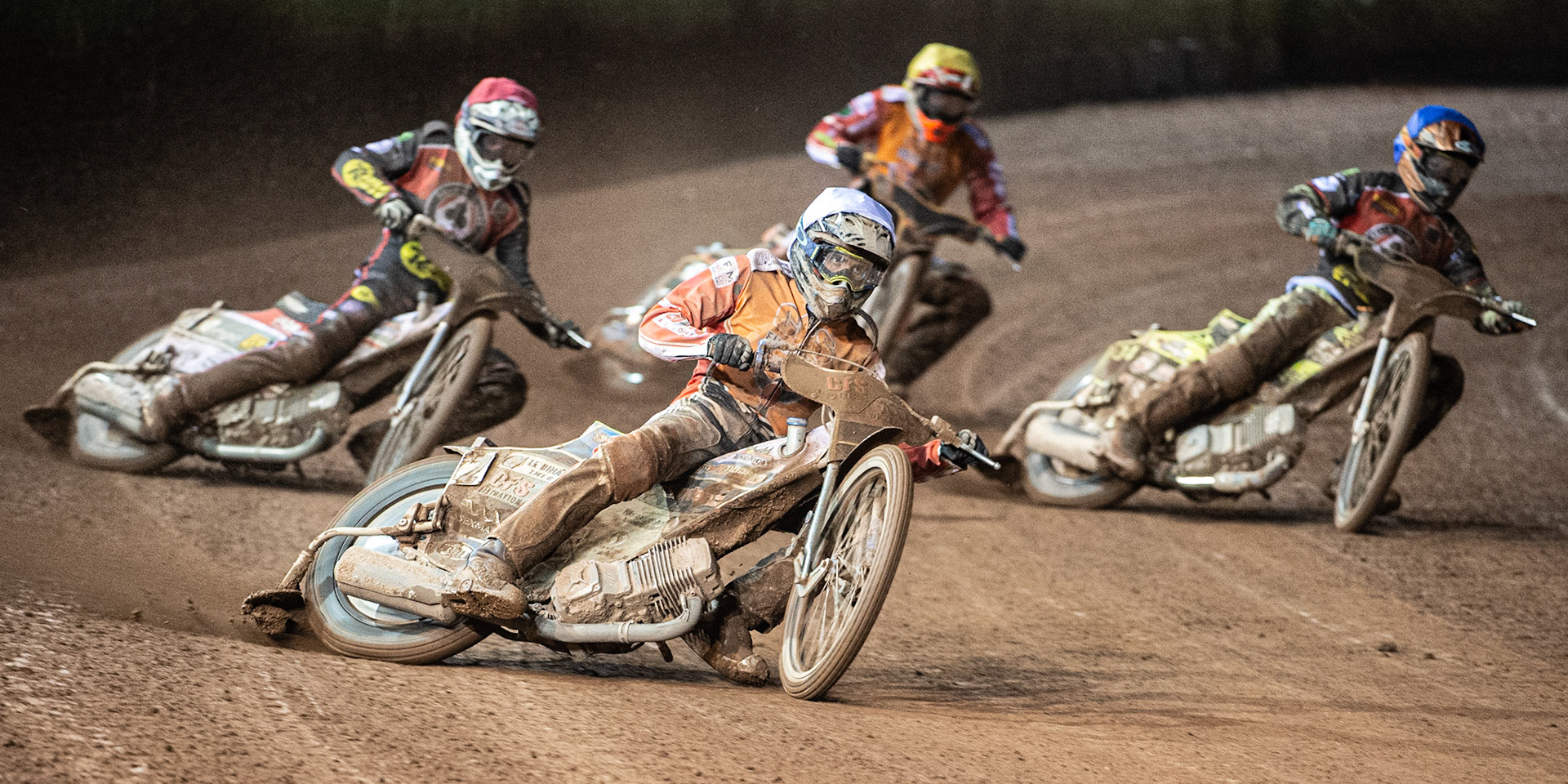 Photo by Ian Charles:

Adam Ellis (White) leads Steve Worrall  (Red) Jye Etheridge  (Blue) and Claus Vissing  (Yellow)

Belle Vue Aces v Swindon Robins, Supporters Cup Final 1st Leg, National Speedway Stadium, Manchester, Thursday, 12, September, 2019