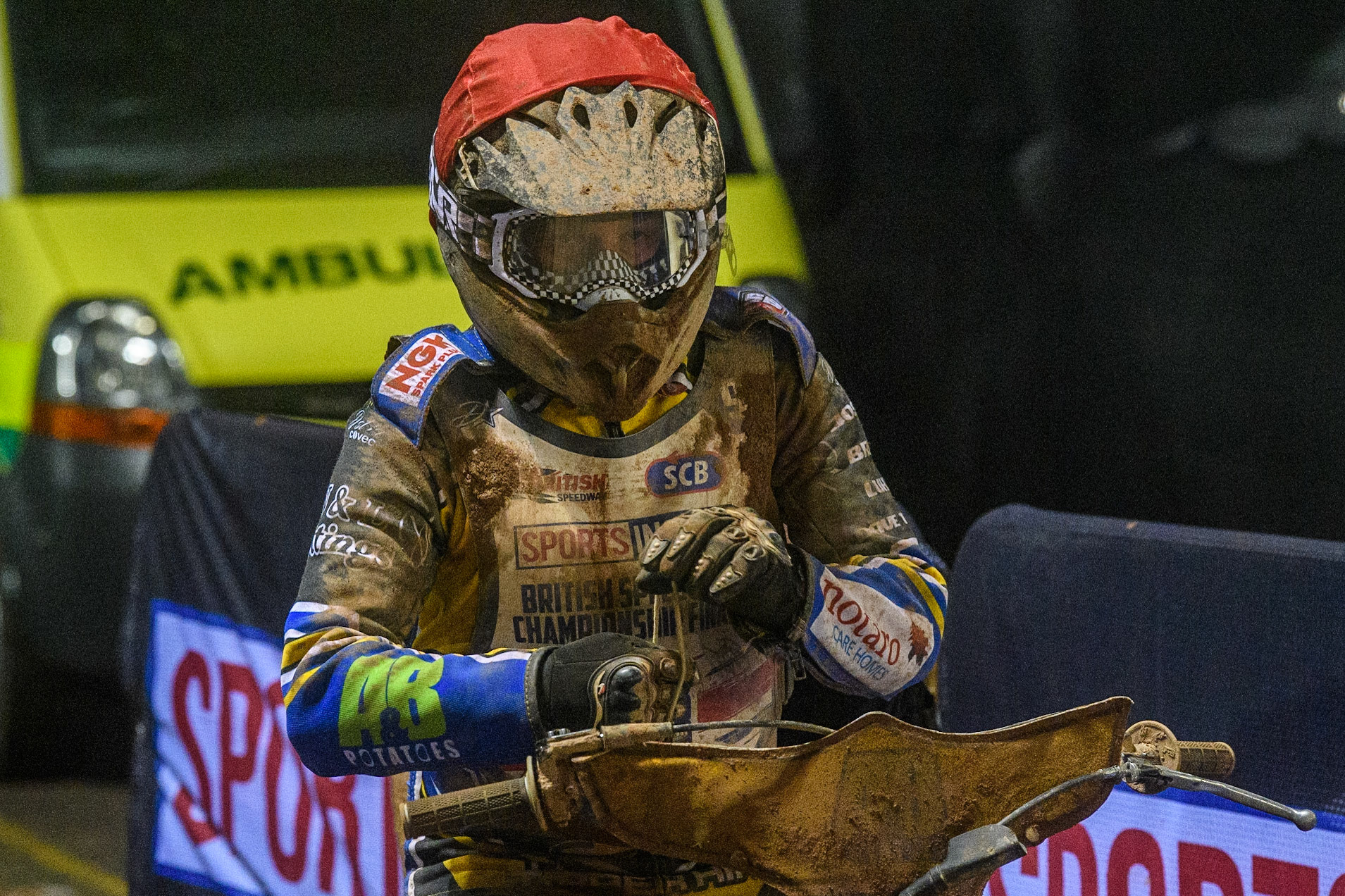 Ben Barker prepares to go out for the Semi Final during the Sports Insure British Speedway Final at the National Speedway Stadium, Manchester on Monday 14th August 2023. (Photo: Ian Charles | MI News)