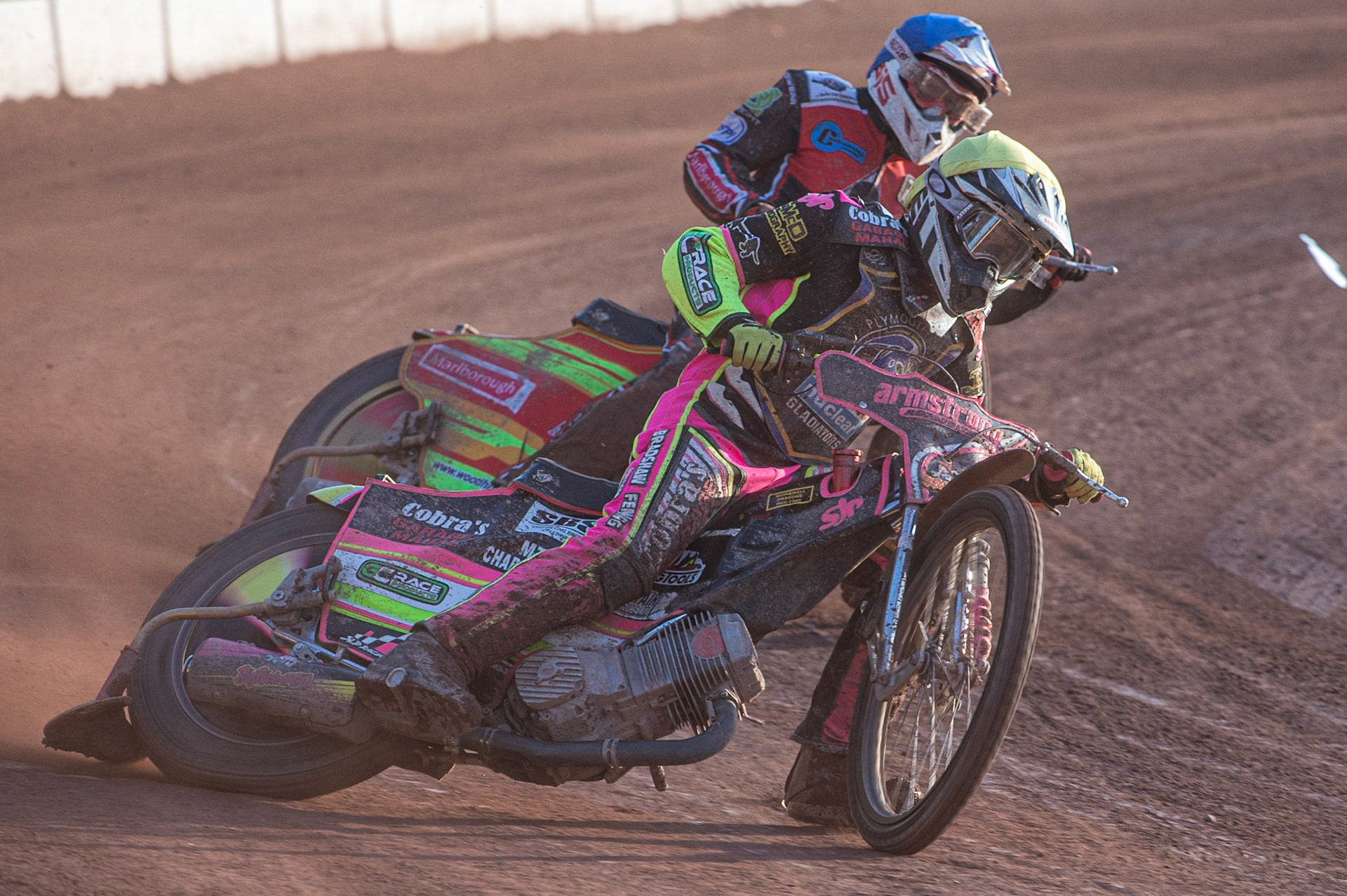 Photo: Ian Charles

Sheldon Davies (Yellow) leads Ben Woodhull  (Blue)

Belle Vue Colts v Plymouth Gladiators National League, Belle Vue National Speedway Stadium, Manchester, Thursday 23  May  2019