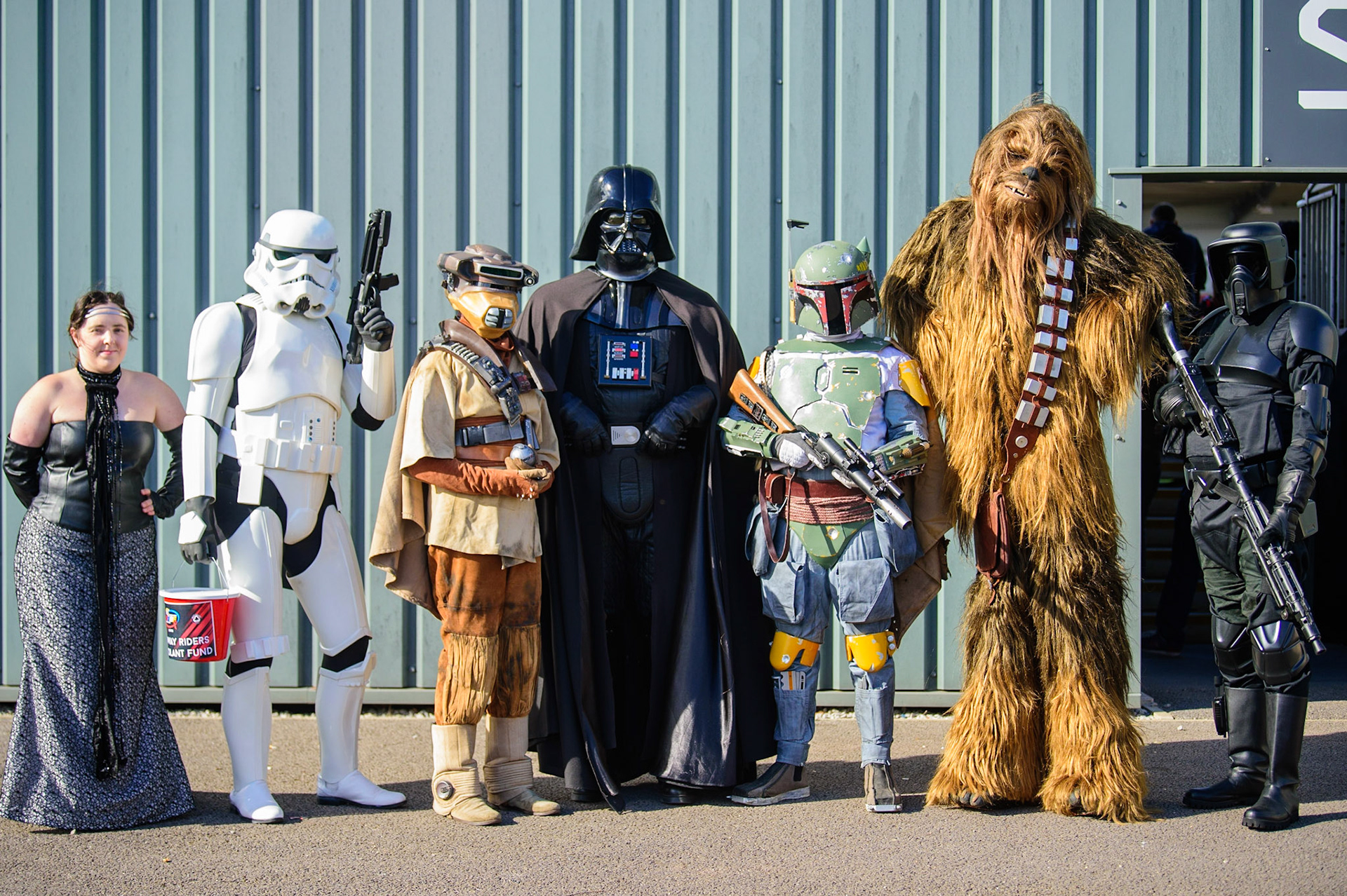 The 99th Garrison members of Star Wars Enthusiasts, who were collecting for the Speedway Riders Benevolent fund during the Sports Insure British Speedway Final, at the National Speedway Stadium, Manchester, on Sunday 18th September 2022. (Credit: Ian Charles | MI News )