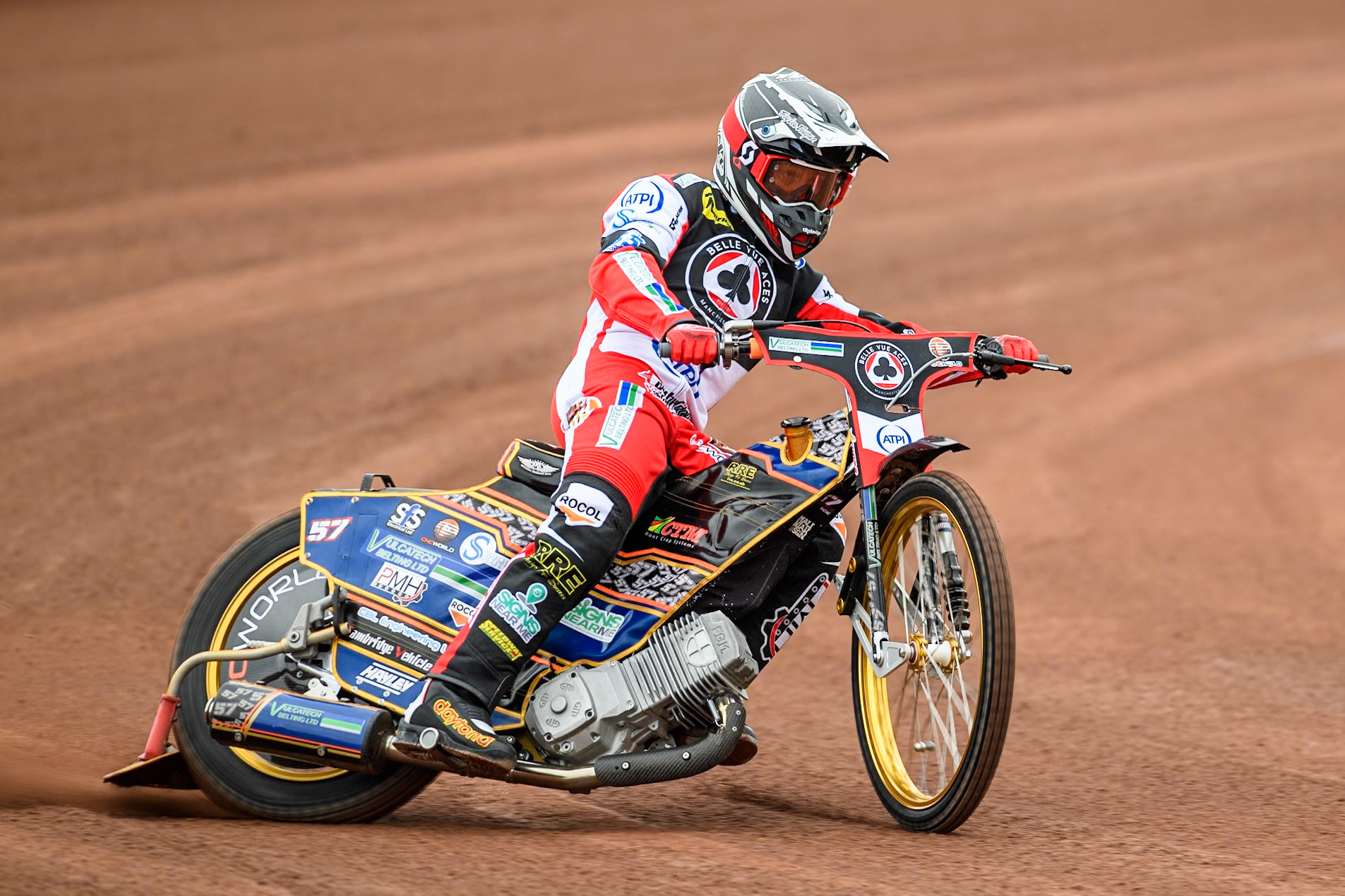Belle Vue Aces' rider Connor Mountain in action during the Belle Vue Aces Media Day at the National Speedway Stadium, Manchester on Monday 11th March 2024. (Photo: Ian Charles | MI News)