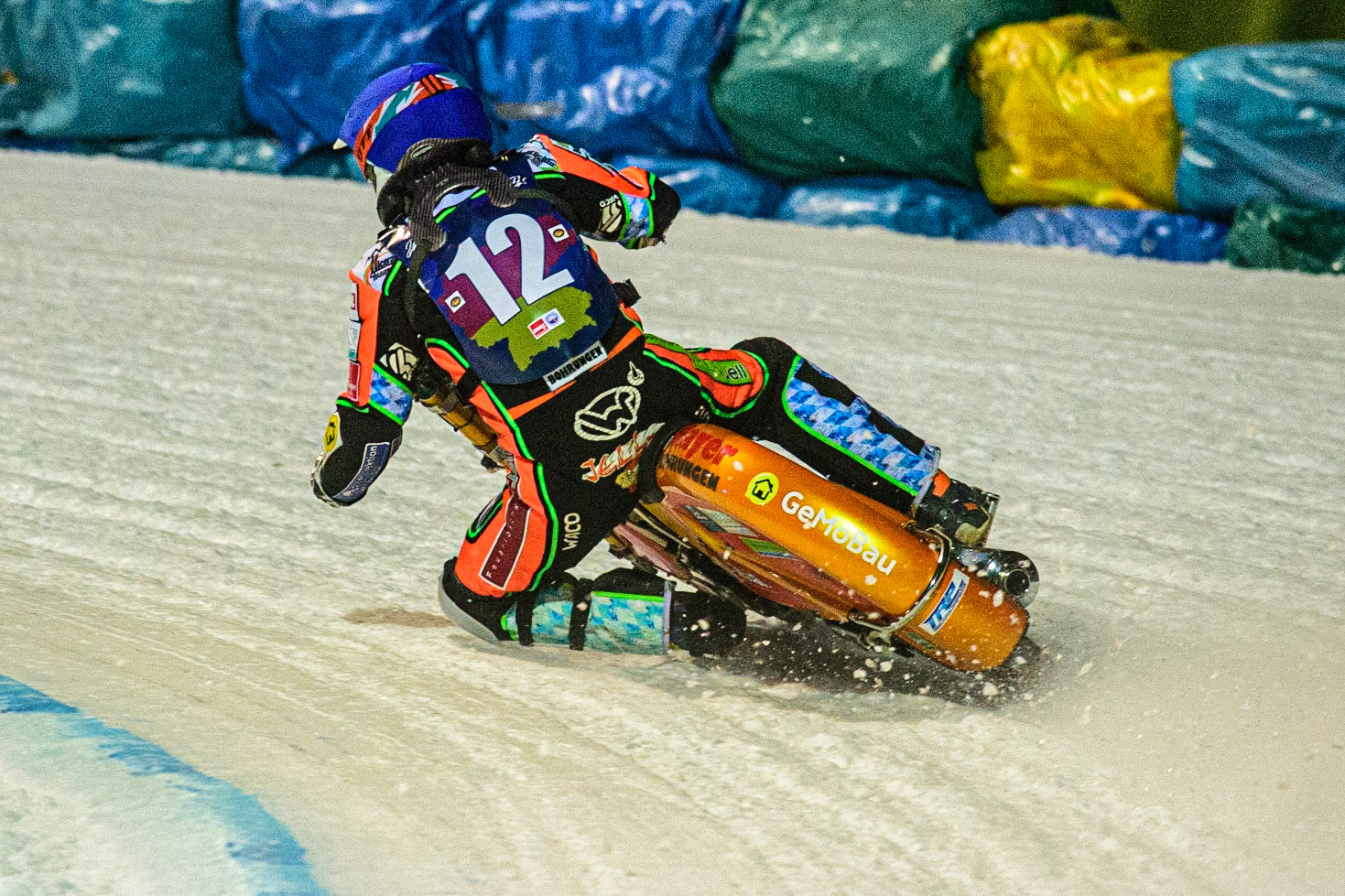 Markus Jell in action during the German Individual Ice Speedway Championship at Horst-Dohm-Eisstadion, Berlin on Friday 3rd March 2023. (Photo: Ian Charles | MI News)