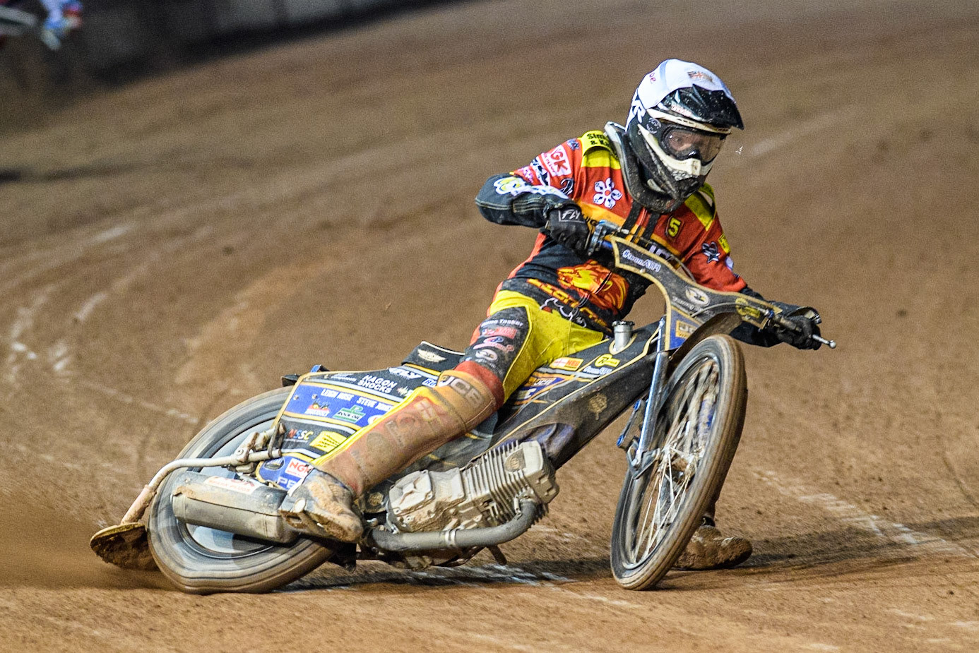 Joe Thompson in action for Leicester Watling JCB Lion Cubs during the National Development League match between Belle Vue Colts and Leicester Lion Cubs at the National Speedway Stadium, Manchester on Friday 8th September 2023. (Photo: Ian Charles | MI News)