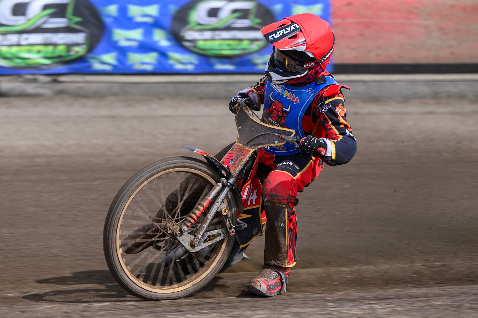 Luke Harris of Buxton Bulls in action during the WSRA National Development League match between Buxton Bulls and Oxford Chargers at Hi-Edge Speedway, Buxton on Sunday 2nd August 2026. (Photo: Ian Charles | MI News)