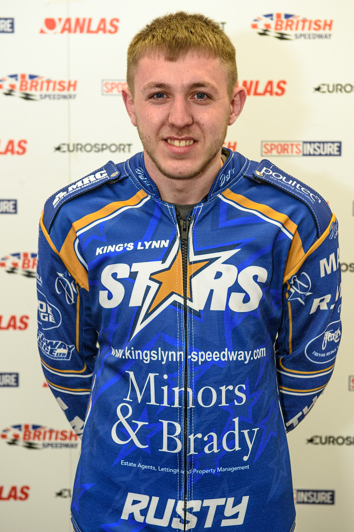 MANCHESTER, UK. MAY 12TH: The Premier League Captains: (l-r) Rory Schlein,  Lewis Kerr, Scott Nichols, Kyle Howarth, Danny King, Steve Worrall  Discovery Networks Eurosport Speedway Season Launch at the National  Speedway Stadium