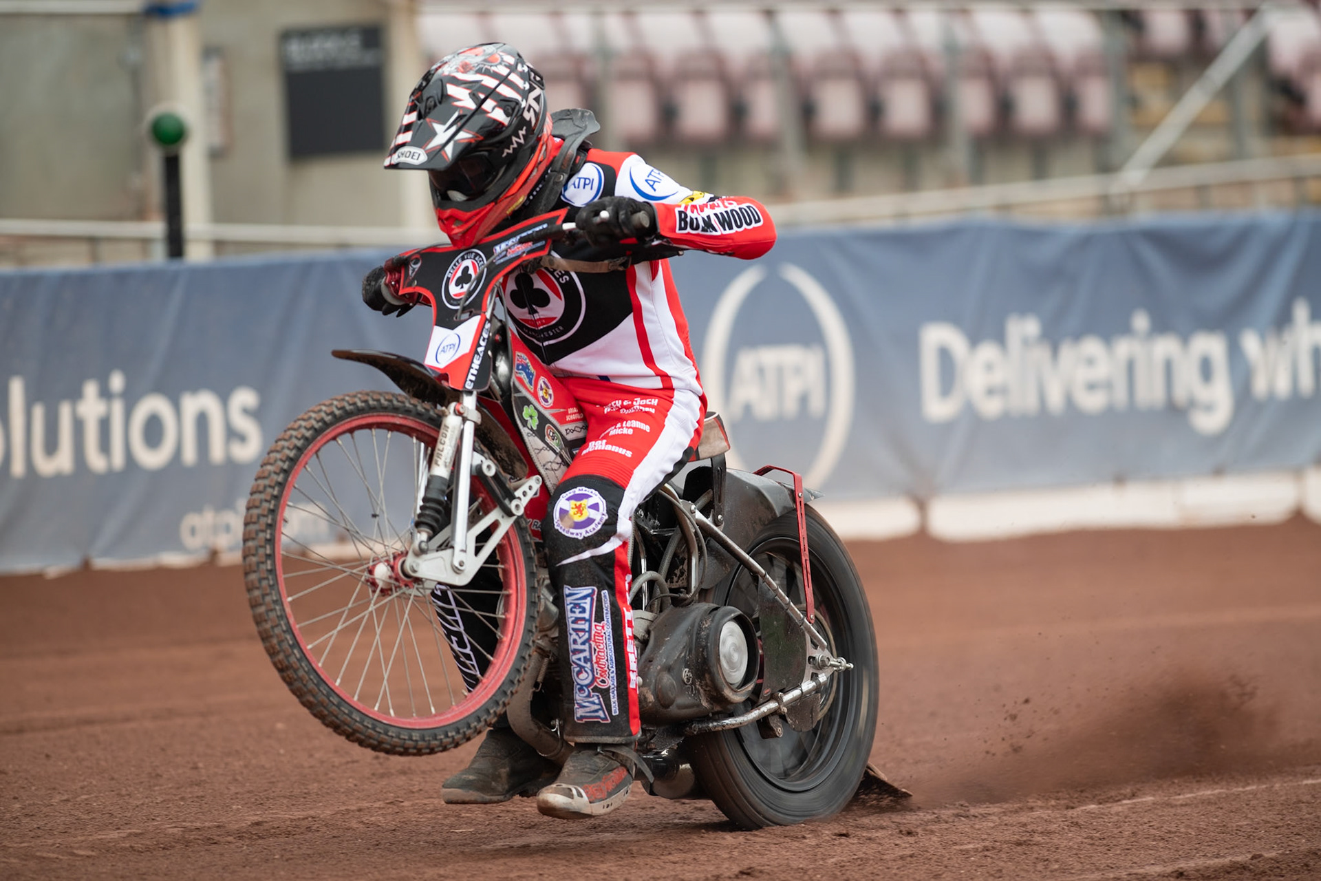 Belle Vue Aces' rider Connor Bailey does a practice start during the Belle Vue Aces Media Day at the National Speedway Stadium, Manchester on Monday 11th March 2024. (Photo: Ian Charles | MI News)