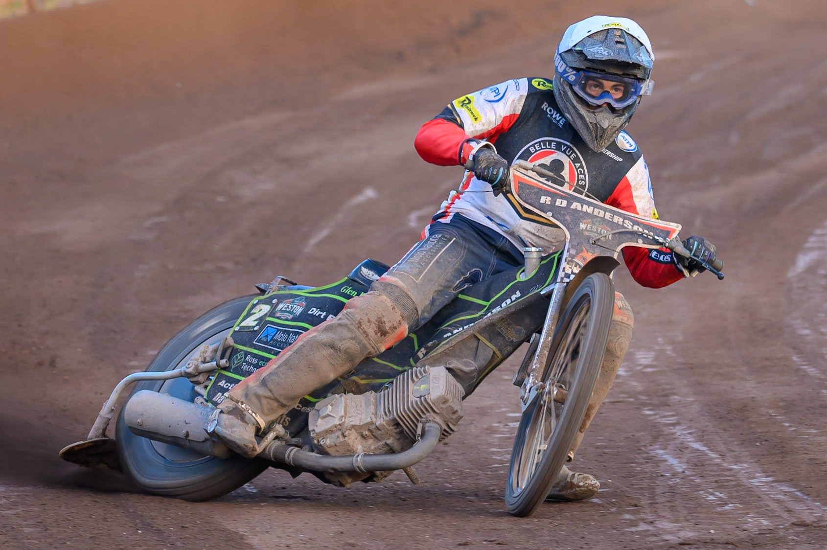 Kye Thomson, Guest Rider for Belle Vue Aces in action during the Rowe Motor Oil Premiership match between Sheffield Tigers and Belle Vue Aces at Owlerton Stadium, Sheffield on Monday 25th May 2026. (Photo: Ian Charles | MI News)