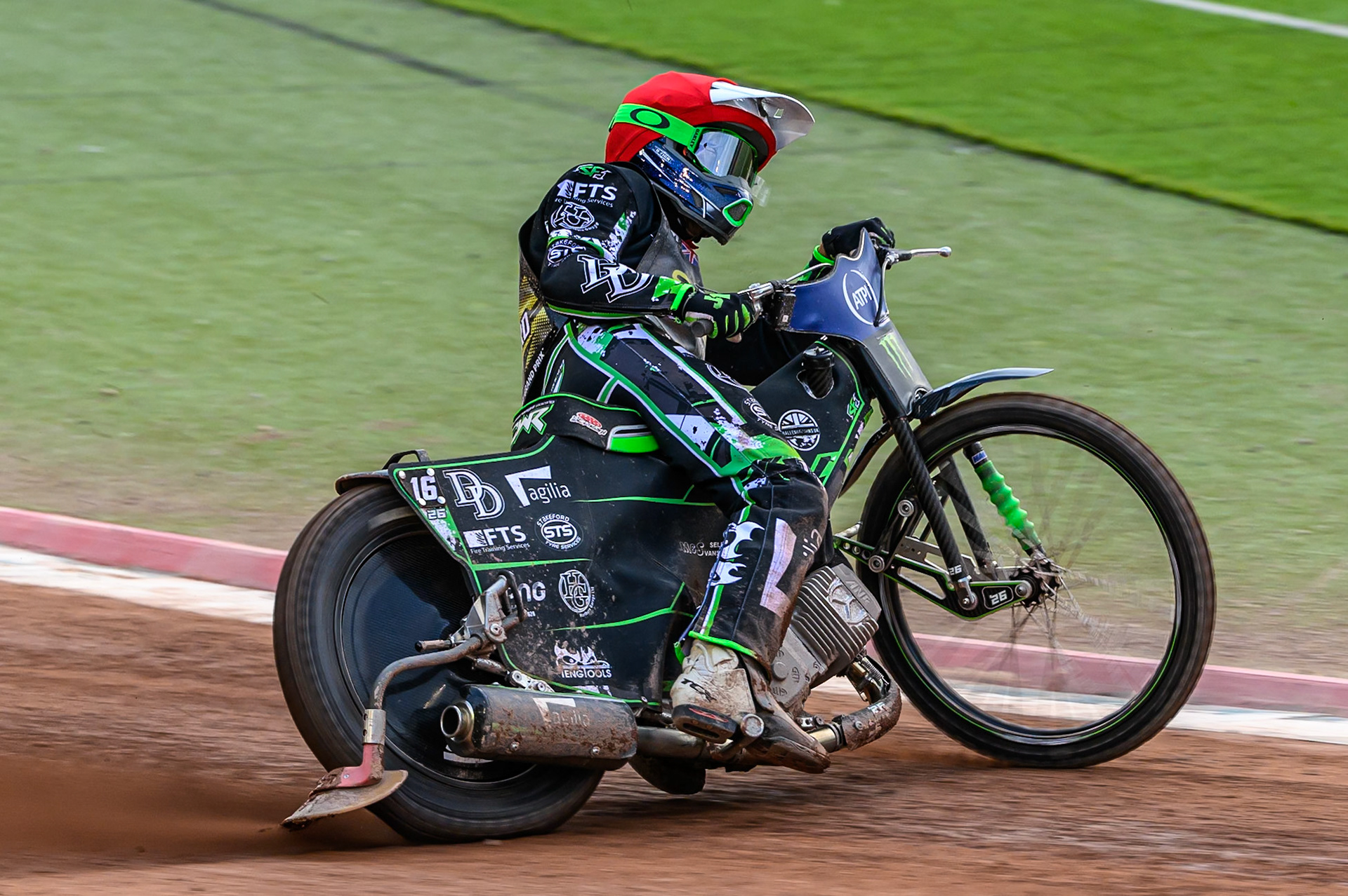 Wild Card Charles Wright (16) of Great Britain in action during the ATPI FIM Speedway Grand Prix Round 4 at the National Speedway Stadium, Manchester, on Friday 13th June 2025. (Photo: Ian Charles | MI News)