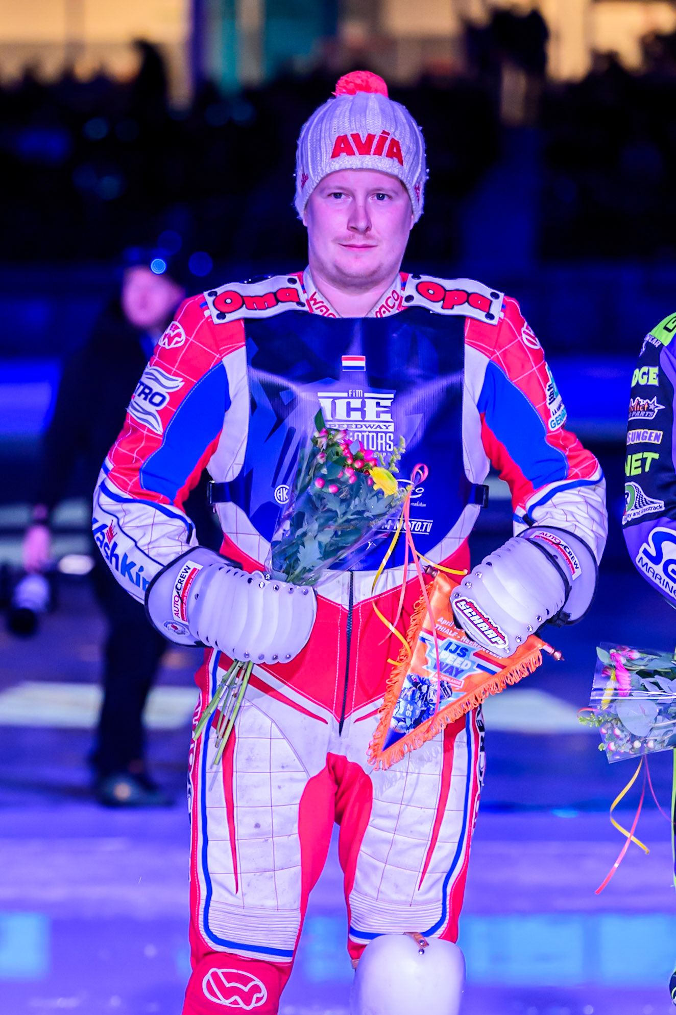 Reserve Niek Schaap (19) of The Netherlands during the FIM Ice Speedway Gladiators World Championship Final 3 at Ice Rink Thialf, Heerenveen on Saturday 11th April 2026. (Photo: Ian Charles | MI News)