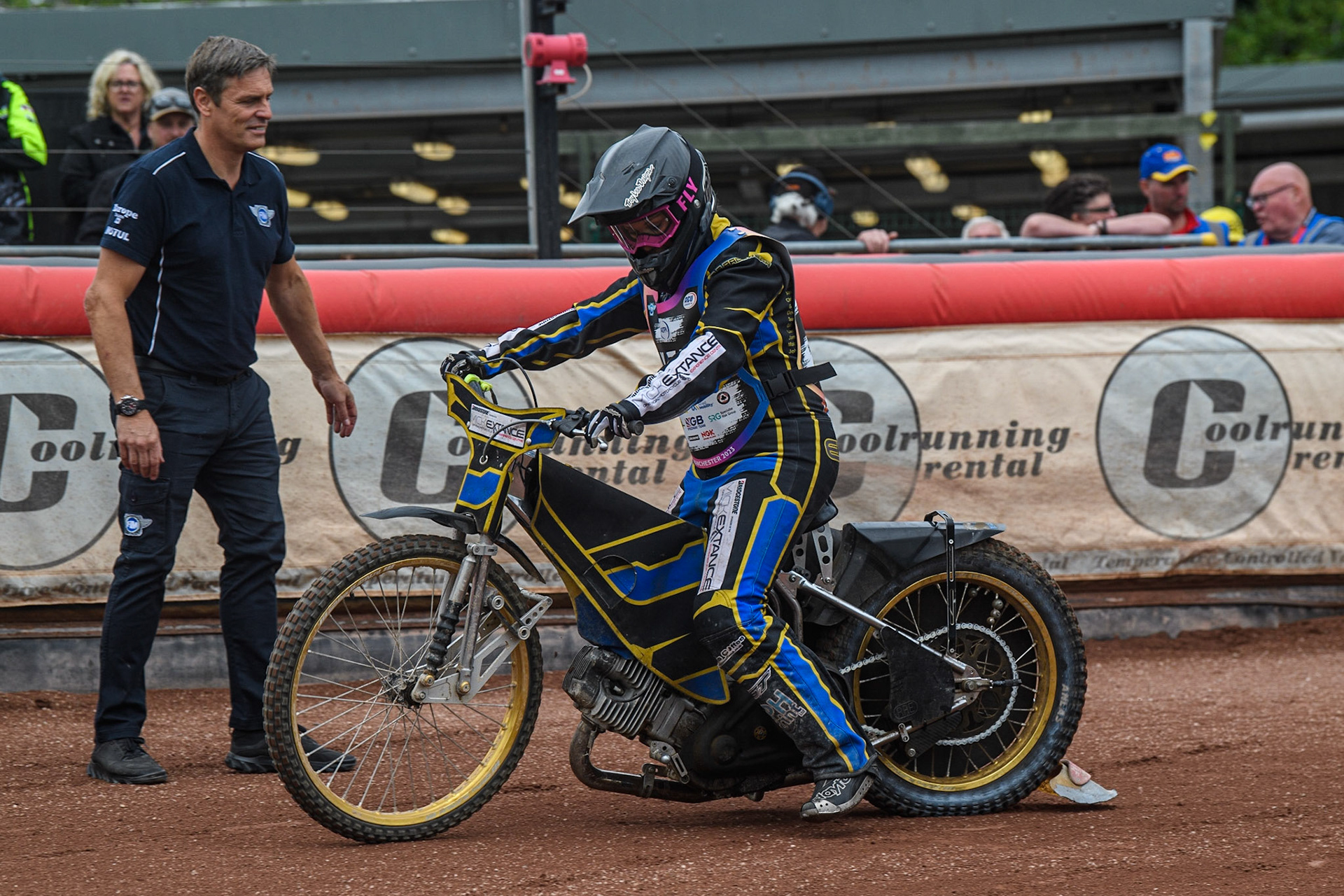Katy Bullock moves off for her first Speedway ride during the FIM Women's  Speedway Academy at the National Speedway Stadium, Manchester on Friday 4th August 2023. (Photo: Ian Charles | MI News)