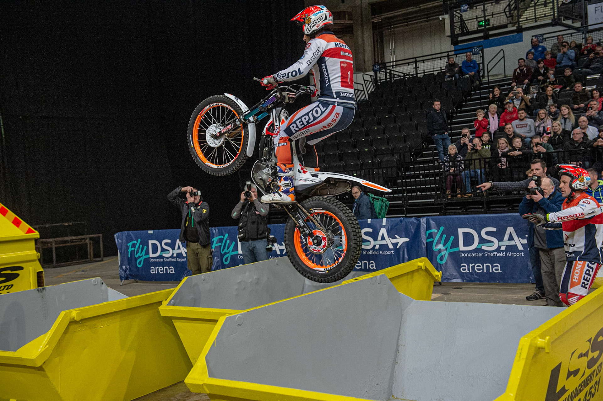 SHEFFIELD, ENGLAND  - DECEMBER 28TH  Tony Bou, Spain (Montessa) on Section 6, The Skips,  during the 25th Anniversary Sheffield Indoor Trial at the FlyDSA Arena, Sheffield on Saturday 28th December 2019. (Credit: Ian Charles | MI News)