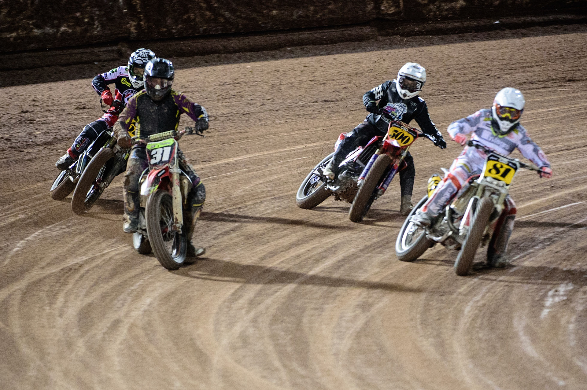 MANCHESTER, UK. OCT 30TH   Paul Cooper (31) gets out of shape outside Mike Goodfellow (81)  during the Manchester Masters Sidecar Speedway and Flat Track Racing at the National Speedway Stadium, Manchester on Saturday 30th October 2021. (Credit: Ian Charles | MI News)