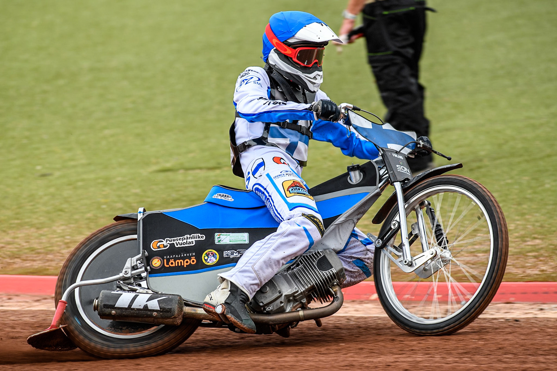 Antti Vuolas of Finland practices during the Monster Energy FIM Speedway of Nations Semi-Final 1 at the National Speedway Stadium, Manchester on Tuesday 9th July 2024. (Photo: Ian Charles | MI News)