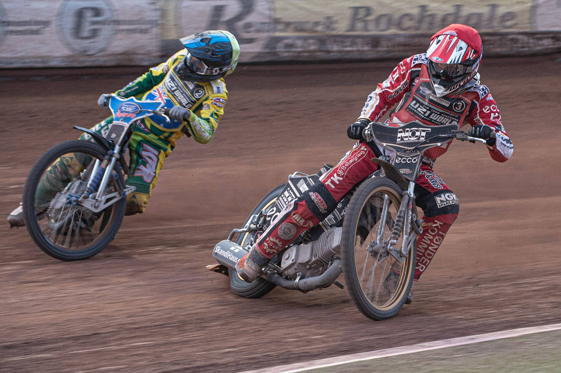 Photo: Ian Charles

Mads Hansen (Red) inside Jordan Stewart (Yellow)

FIM Team Speedway U-21 World Championship, National Speedway Stadium, Manchester Friday 12 July  2019
