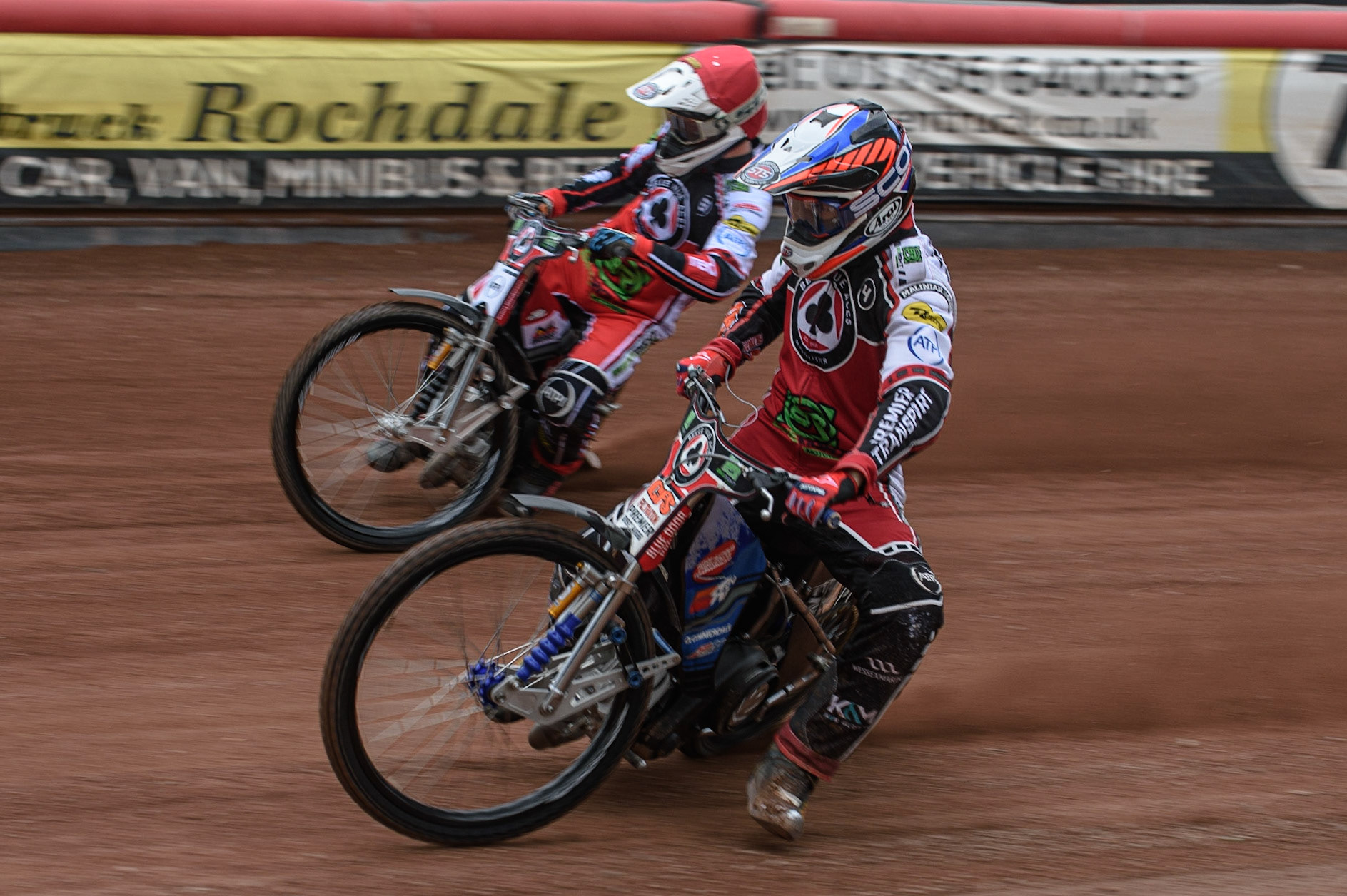 Photo: Ian CharlesSteve Worrall practices alongside twin brother Richie (outside line)Belle Vue Press &amp; Practice Day, National Speedway Stadium, Manchester Thursday  13  May  2021