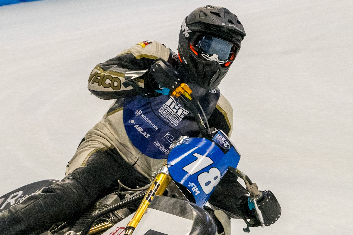 Reserve Franz Mayerbüchler of Germany during Practice for the Ice Speedway Gladiators World Championship Finals at Max-Aicher-Arena, Inzell on Friday 13th March 2026. (Photo: Ian Charles | MI News)