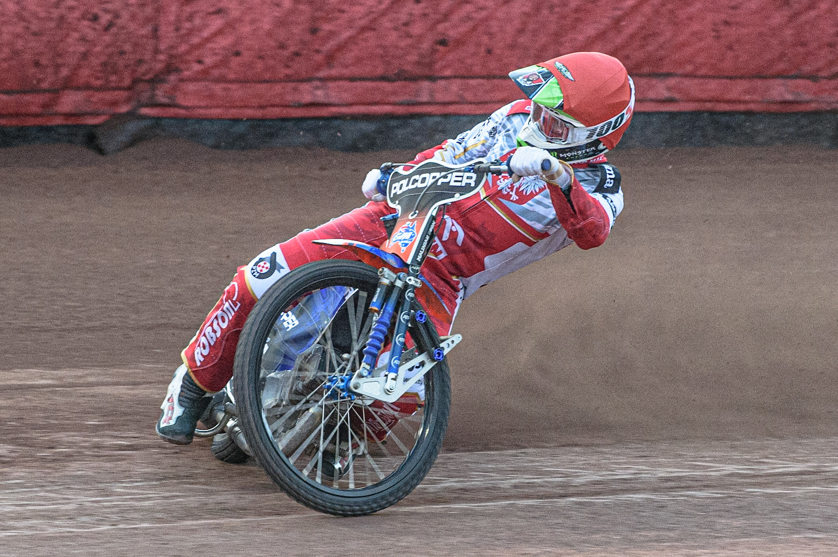 GLASGOW, UK. JUNE 19TH.  Tobiasz Musielak (Poland) on his way to as perfect unbeaten score during the FIM Speedway Grand Prix Qualifying Round at the Peugeot Ashfield Stadium, Glasgow on Saturday 19th June 2021. (Credit: Ian Charles | MI News)