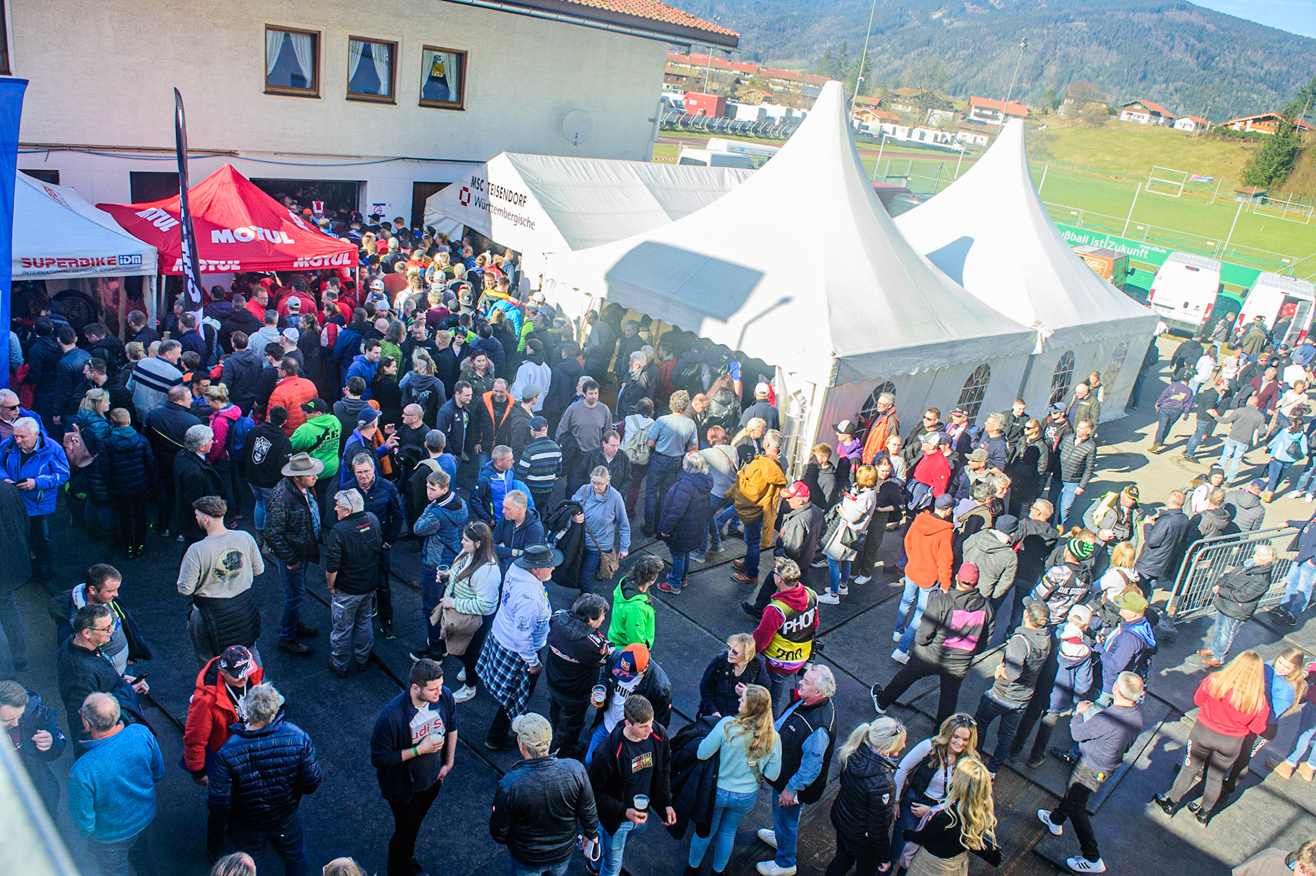 Fans allowed into the pits before the meeting during the Ice Speedway Gladiators World Championship Final 1 at Max-Aicher-Arena, Inzell, Germany on Saturday 18th March 2023. (Photo: Ian Charles | MI News)