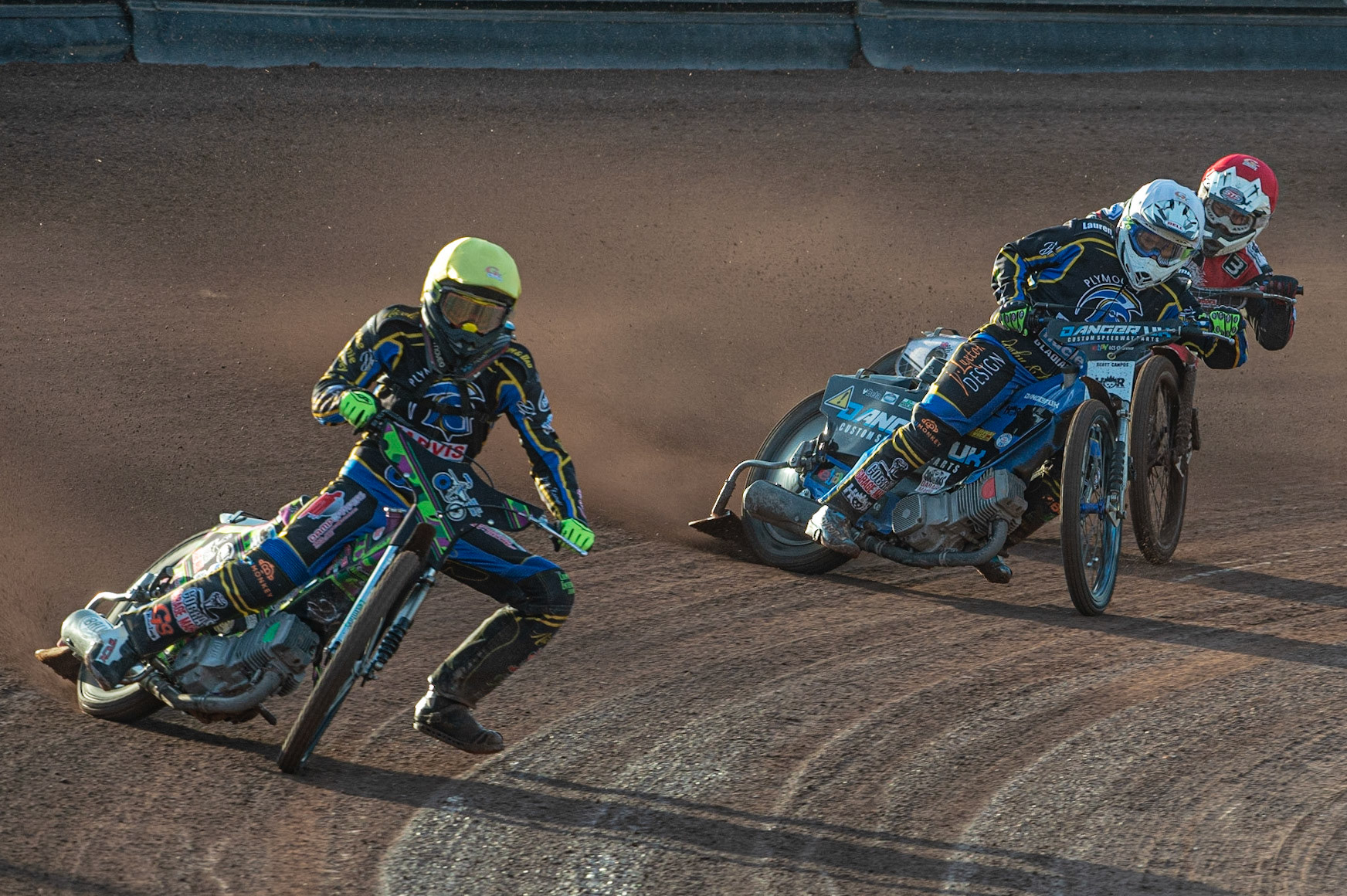 Photo: Ian Charles

Richard Andrews (Yellow) leads Scott Campos  (White) and Danny Phillips  (Red)

Belle Vue Colts v Plymouth Gladiators National League, Belle Vue National Speedway Stadium, Manchester, Thursday 23  May  2019