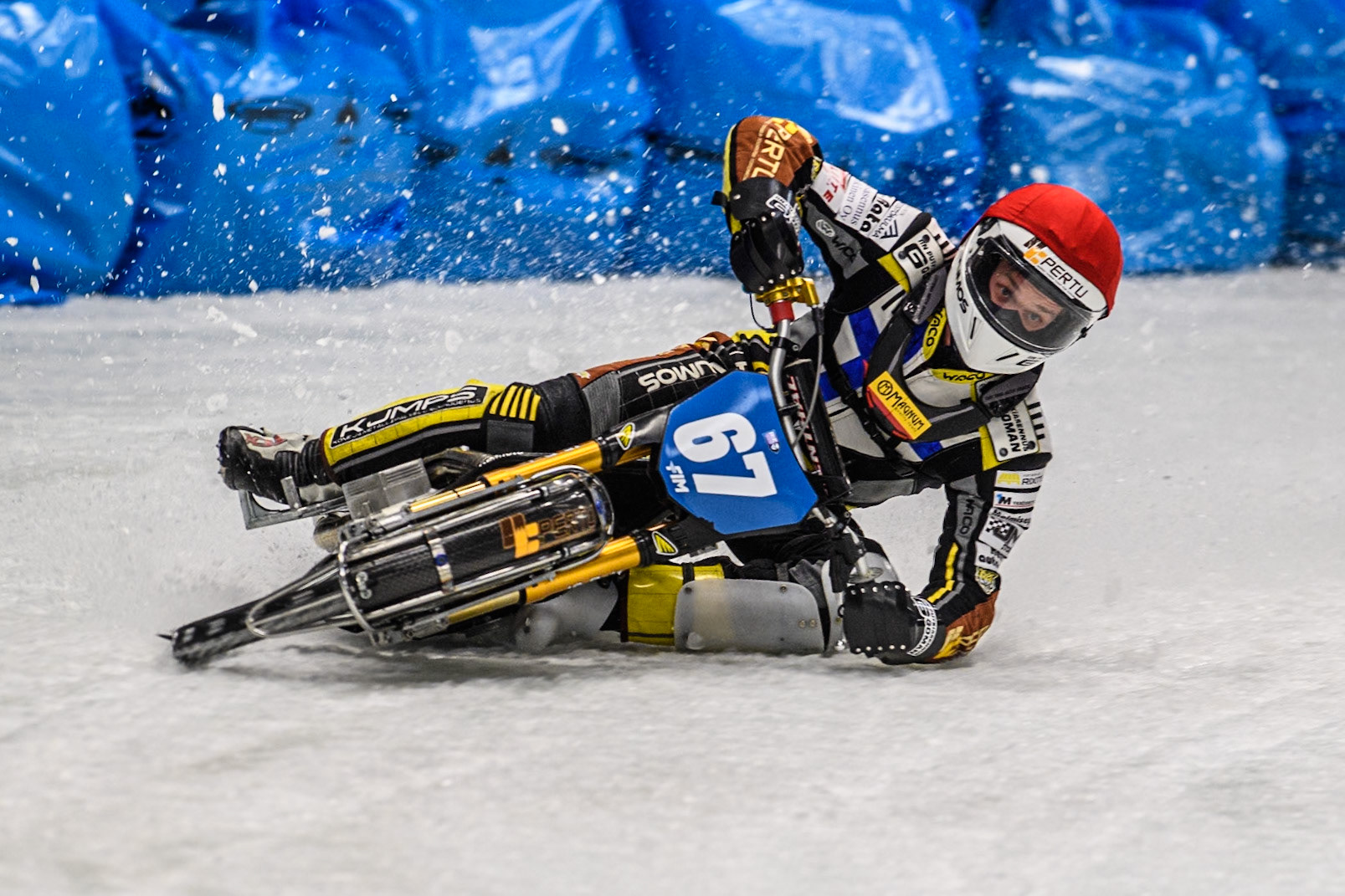 Heikki Huusko (67) of Finland in action during the Ice Speedway Gladiators World Championship Final 2 at Max-Aicher-Arena, Inzell on Sunday 16th March 2025. (Photo: Ian Charles | MI News)