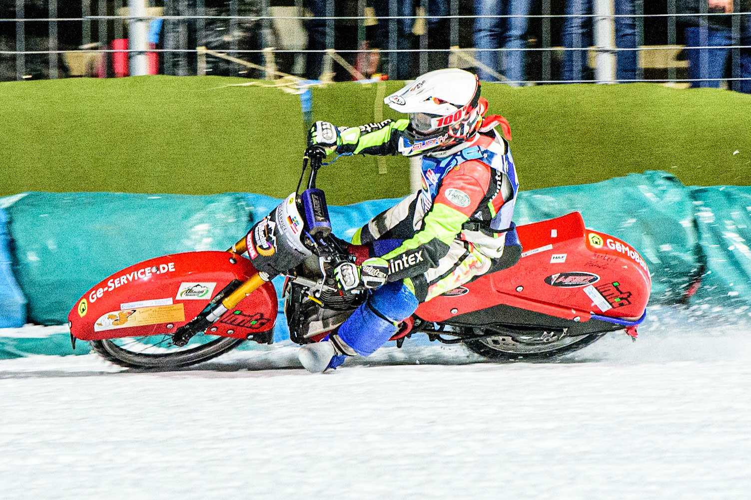 Harald Simon in action during the German Individual Ice Speedway Championship at Horst-Dohm-Eisstadion, Berlin on Friday 3rd March 2023. (Photo: Ian Charles | MI News)