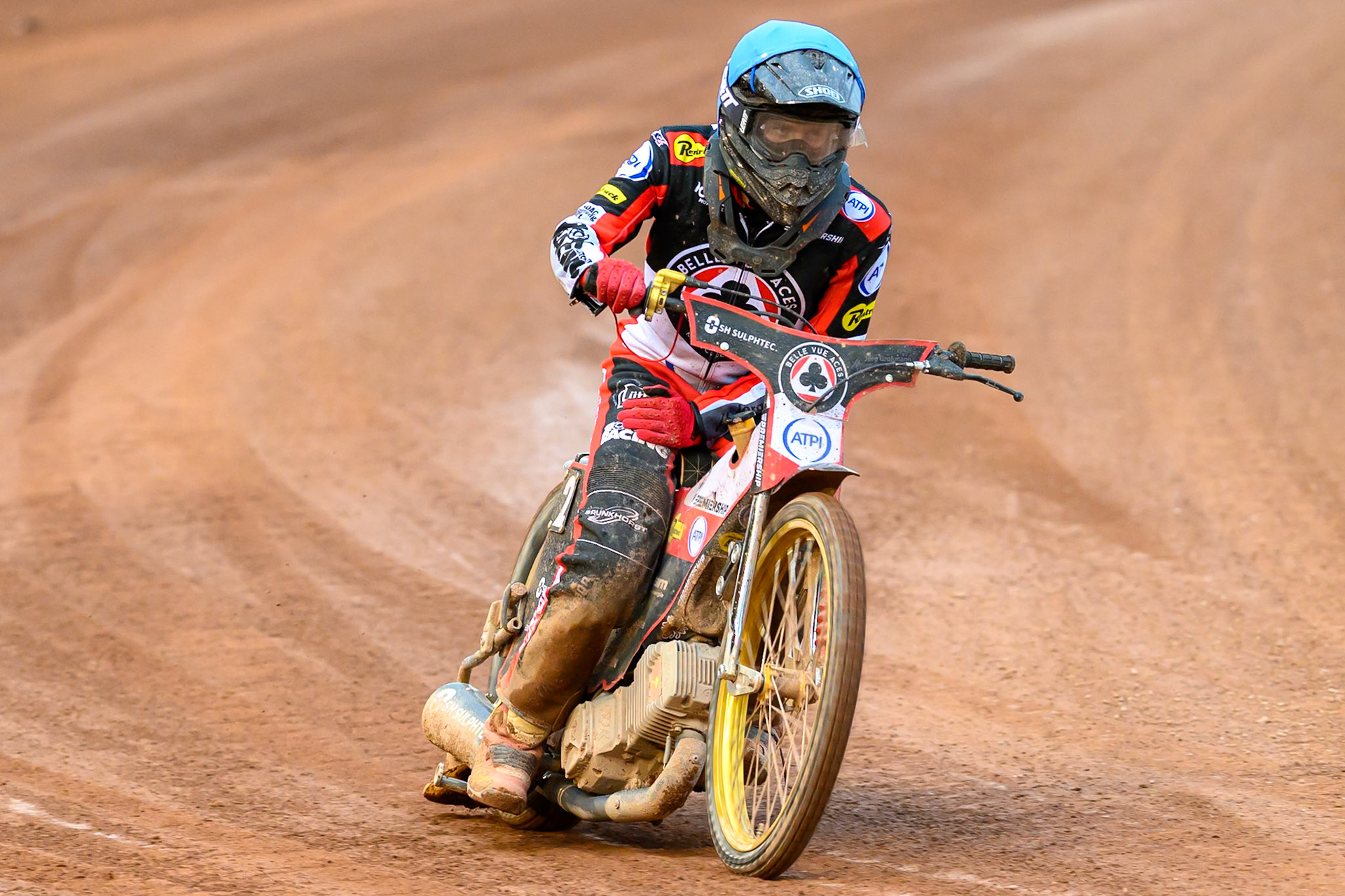Norick Blödorn of Belle Vue Aces pulls up with machine trouble during the Rowe Motor Oil Premiership match between Belle Vue Aces and King's Lynn Stars at the National Speedway Stadium, Manchester on Monday 29th June 2026. (Photo: Ian Charles | MI News)
