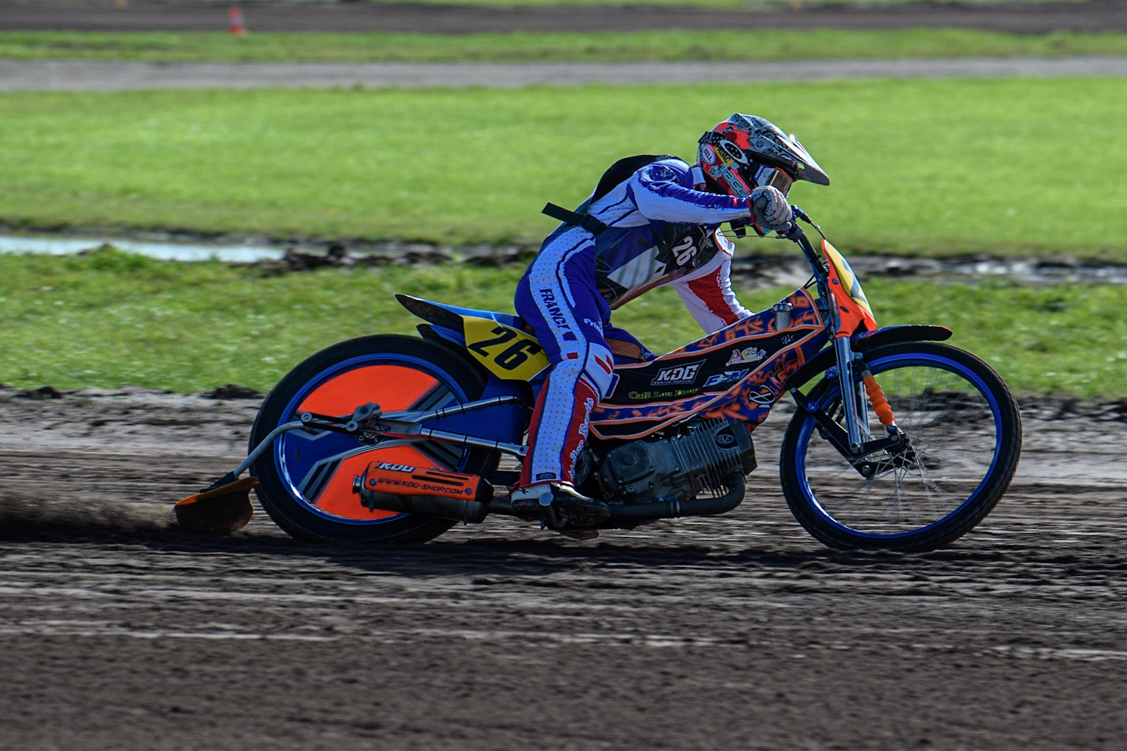 Steven Labouyrie (France) practices during the FIM Long Track Of Nations event at the Speed Centre Roden on Sunday 24th September 2023. (Photo: Ian Charles | MI News)