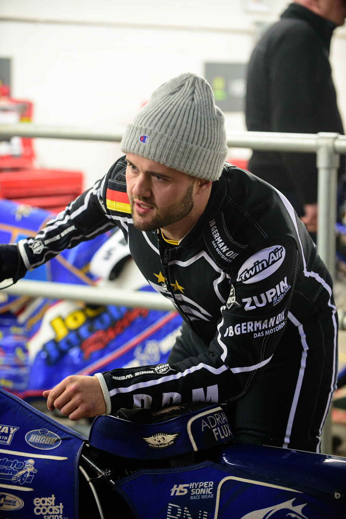 MANCHESTER, UK. OCT 23RD  Erik Riss  prepares his bike during the Peter Craven Memorial Trophy event at the National Speedway Stadium, Manchester on Saturday 23rd October 2021. (Credit: Ian Charles | MI News)
