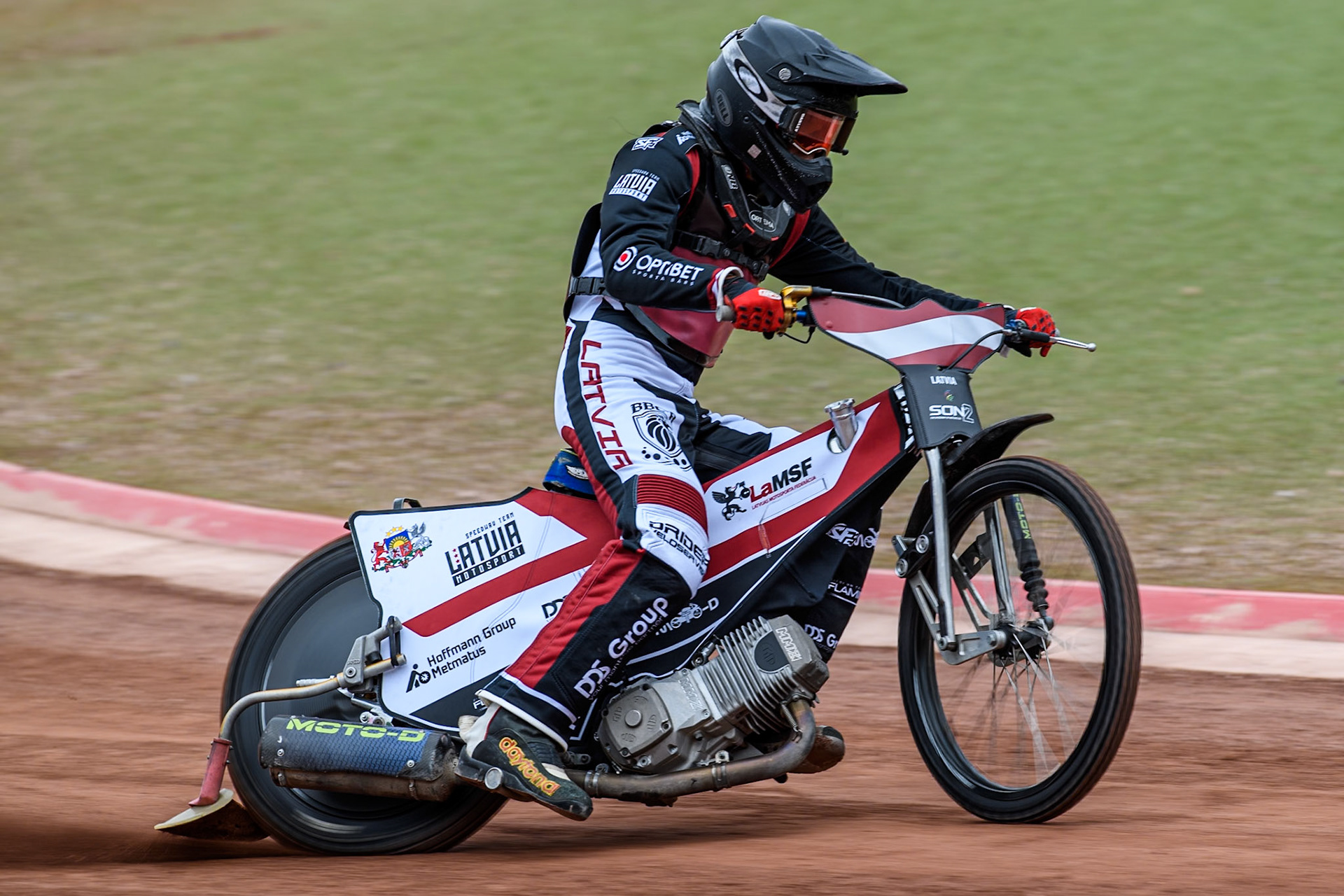 Artjoms Juhno of Latvia practices during the Monster Energy FIM Speedway of Nations 2 (Under 21) Final at the National Speedway Stadium, Manchester on Friday 12th July 2024. (Photo: Ian Charles | MI News)