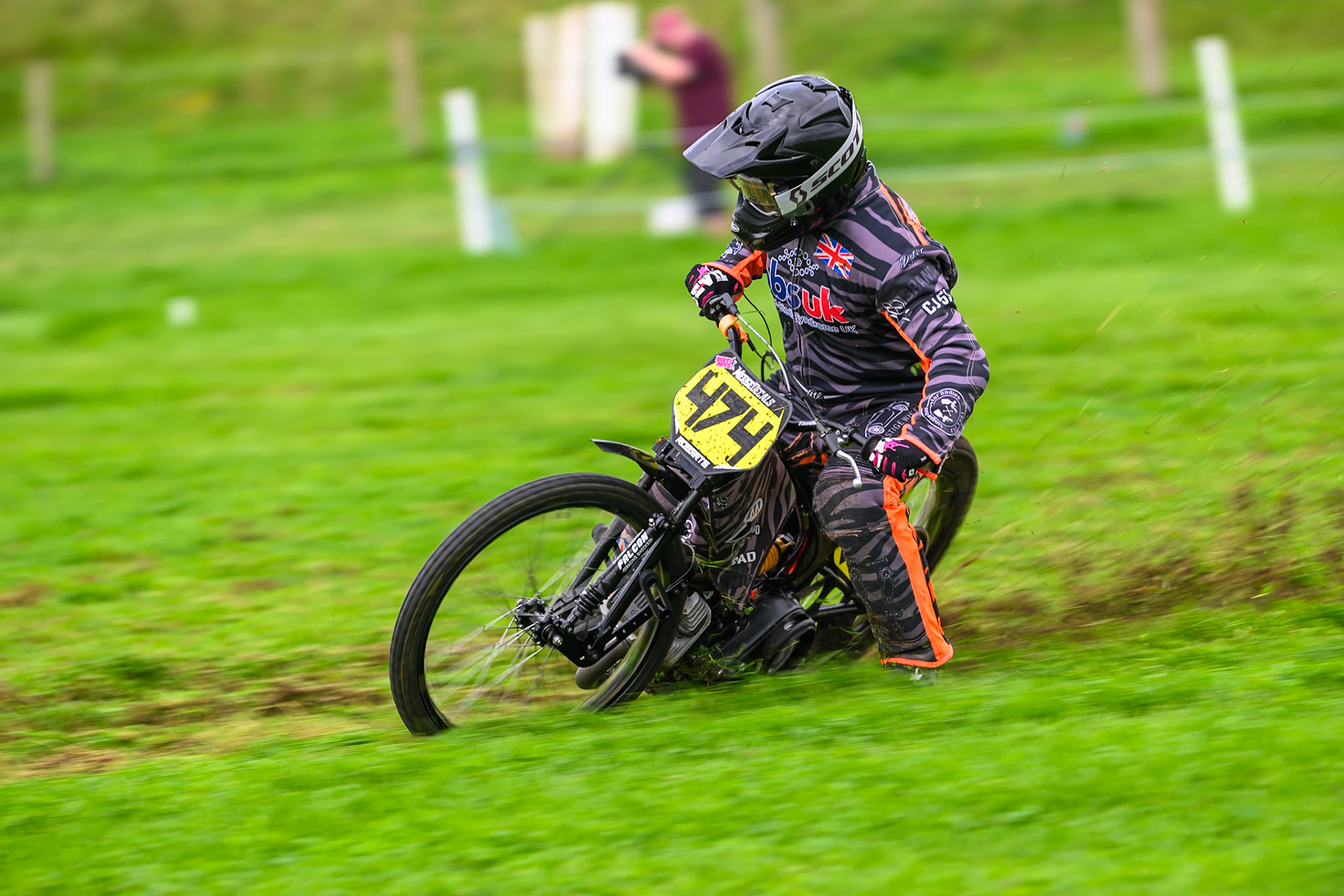 Jack Roberts (474) during practice for the British Masters Grasstrack Championship at Lower Marsh Farm, Much Hoole, Preston in Lancashire, England on Sunday 13th September 2026. (Photo: Ian Charles | MI News)