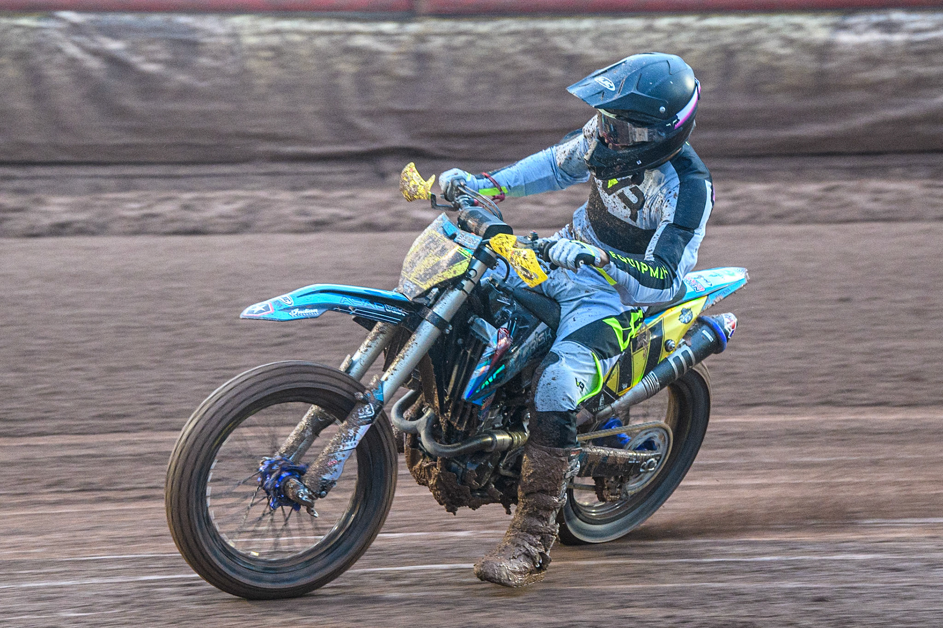 Gerard Bailo (17) from Spain in action  during the FIM World Flat Track Championship Round 1 at the National Speedway Stadium, Manchester on Saturday 5th August 2023. (Photo: Ian Charles | MI News)
