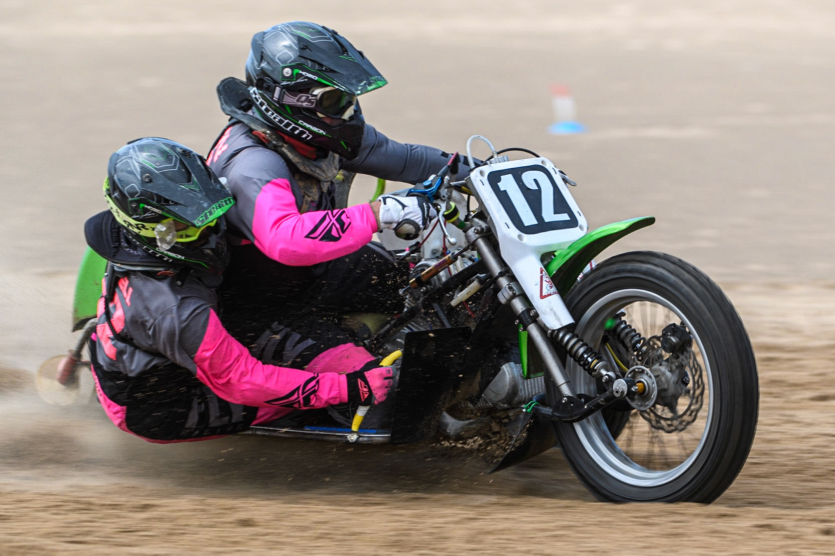 Neal Owen &amp; Jason Farwell (12) in practice during the Fylde ACU British Sand Racing Masters Championship at  St Annes on Sea, Lancashire on Sunday 30th July 2023. (Photo: Ian Charles | MI News)