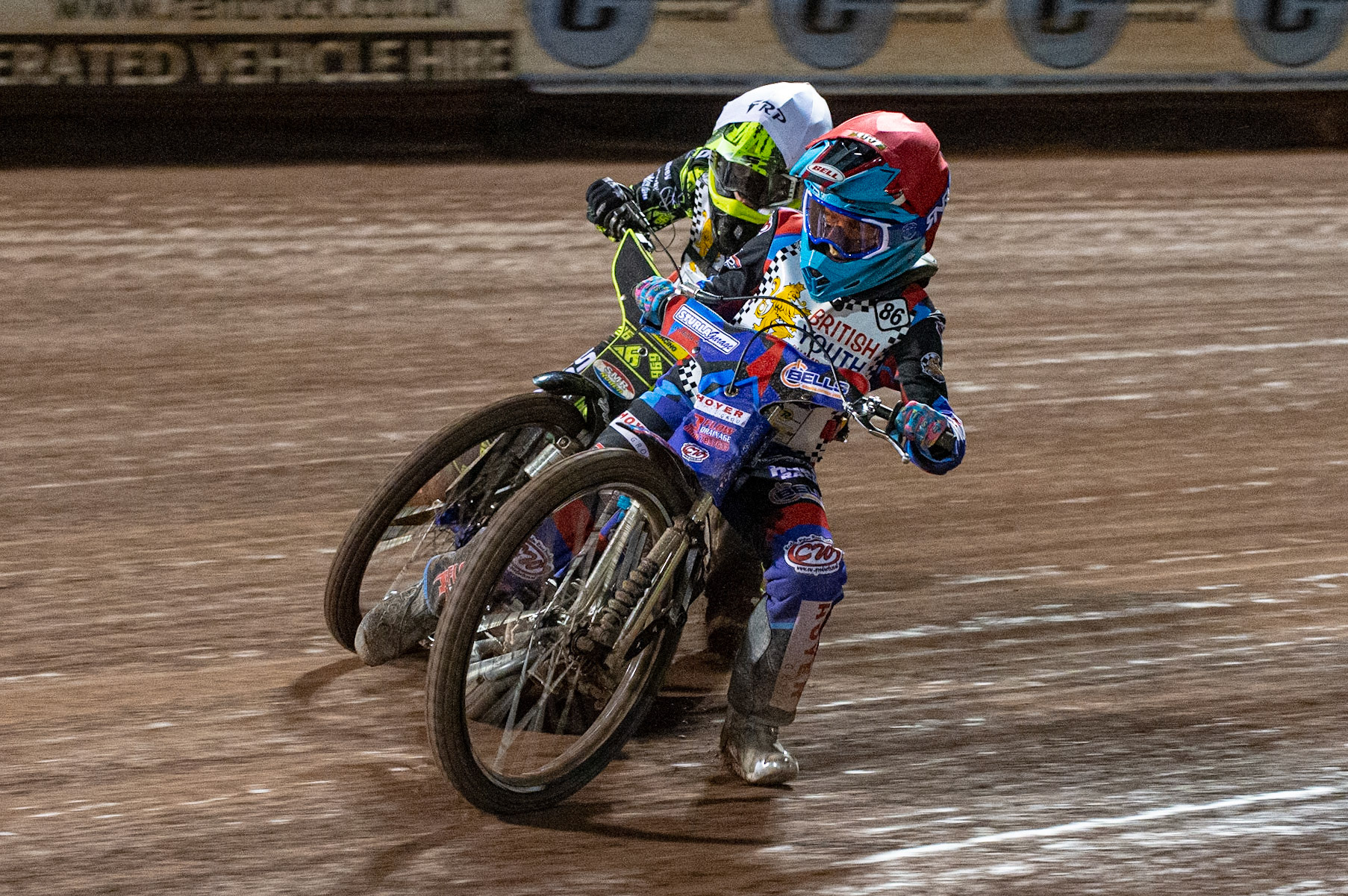 Photo: Ian CharlesSonny Springer (Red) leads Ace Pijper (White) in the 125cc A Class FinalBritish Youth Speedway Championship (Round 5), National Speedway Stadium, Manchester Saturday  10  October  2020