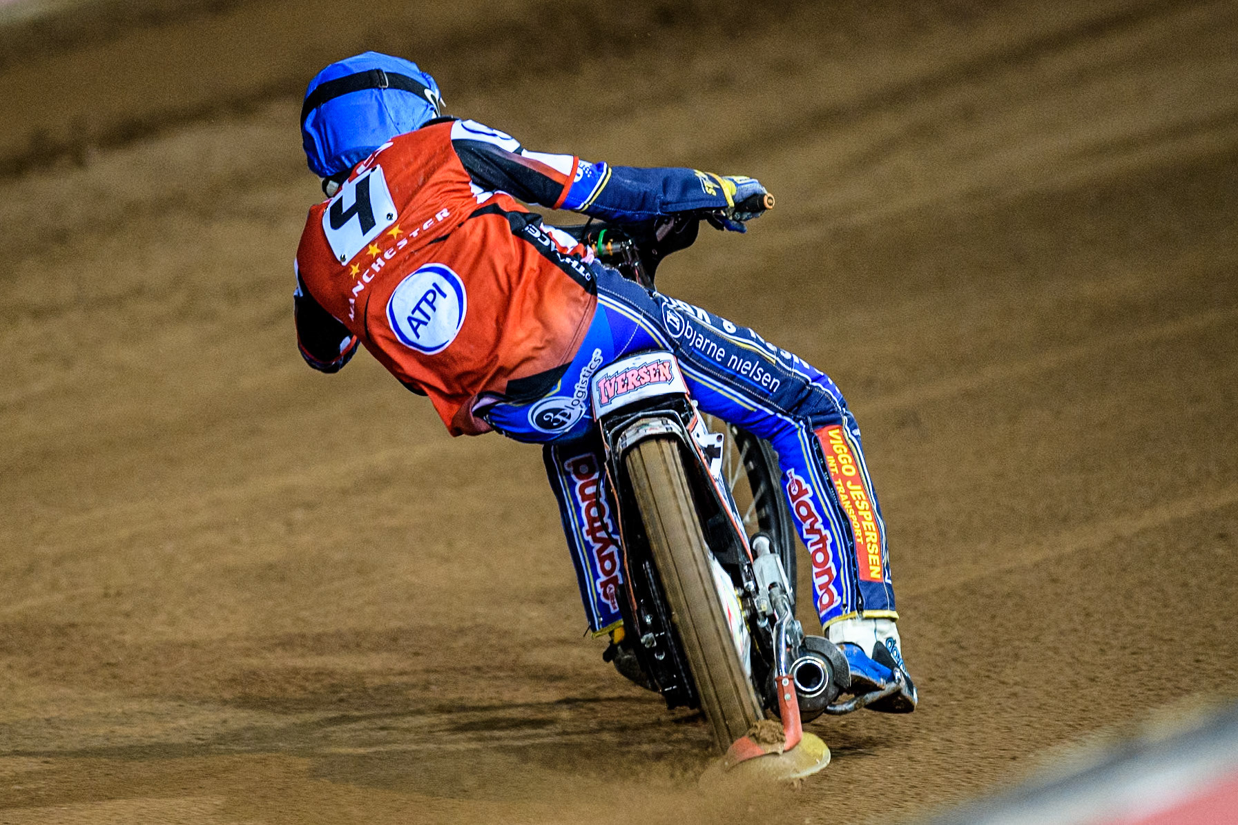 Belle Vue Aces' Guest Rider Niels. K. Iversen  in action during the Rowe Motor Oil Premiership Grand Final 1st Leg between Belle Vue Aces and Leicester Lions at the National Speedway Stadium, Manchester on Monday 23rd September 2024. (Photo: Ian Charles | MI News)