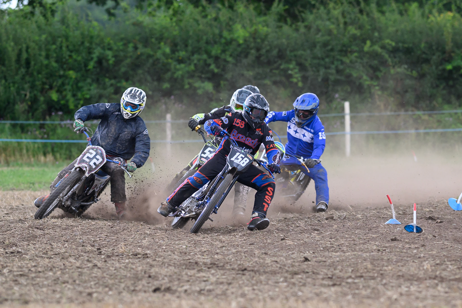 Action from the GT140 final during the ACU Northern Grass Track Riders Championship at Cheshire Grass Track Club, Frog Lane, Knutsford, Cheshire on Sunday 20th July 2025. (Photo: Ian Charles | MI News)