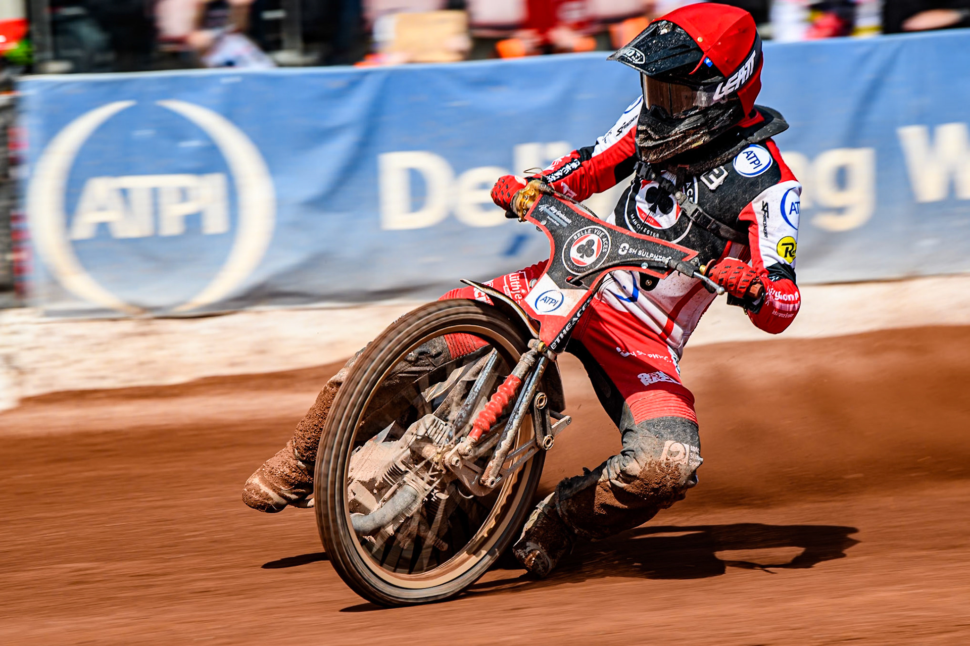 Belle Vue Aces' Norick Blödorn  in action during the Rowe Motor Oil Premiership match between Belle Vue Aces and Sheffield Tigers at the National Speedway Stadium, Manchester on Monday 26th August 2024. (Photo: Ian Charles | MI News)