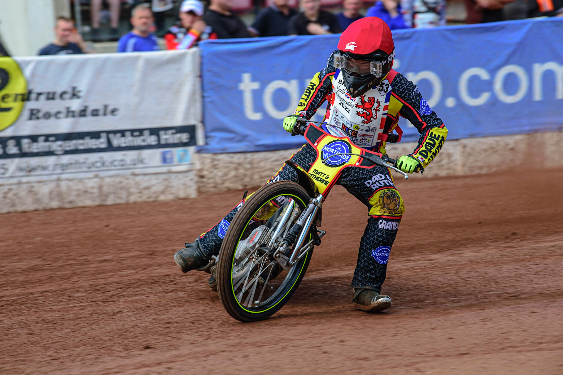 MANCHESTER, UK. JUN 3RD Laylan Richardson (53) in action  during the British Youth Speedway Championship (Round 4)  at the National Speedway Stadium, Manchester on Friday 3rd June 2022. (Credit: Ian Charles | MI News)