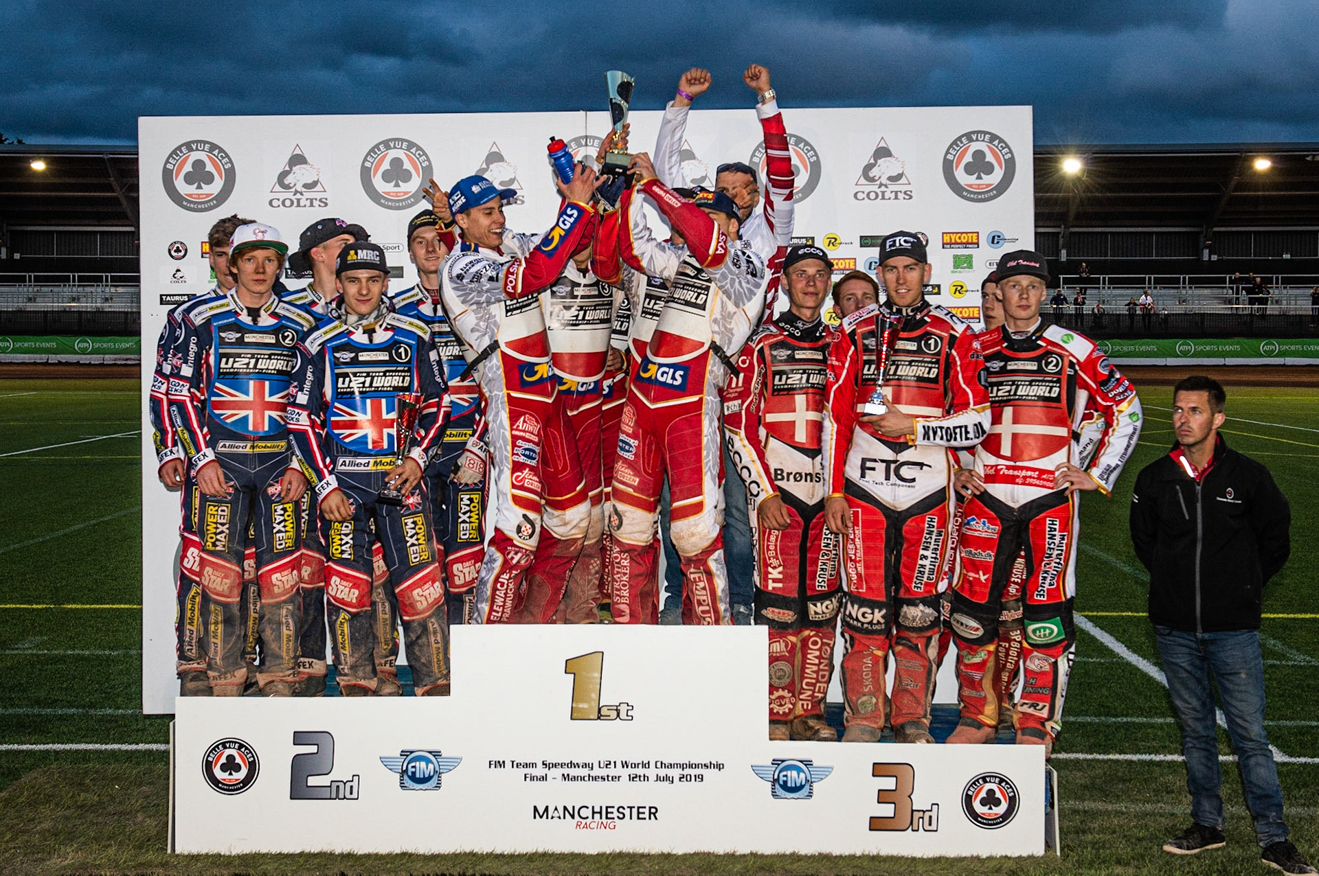 Photo: Ian Charles

Poland celebrate the win 

FIM Team Speedway U-21 World Championship, National Speedway Stadium, Manchester Friday 12 July  2019