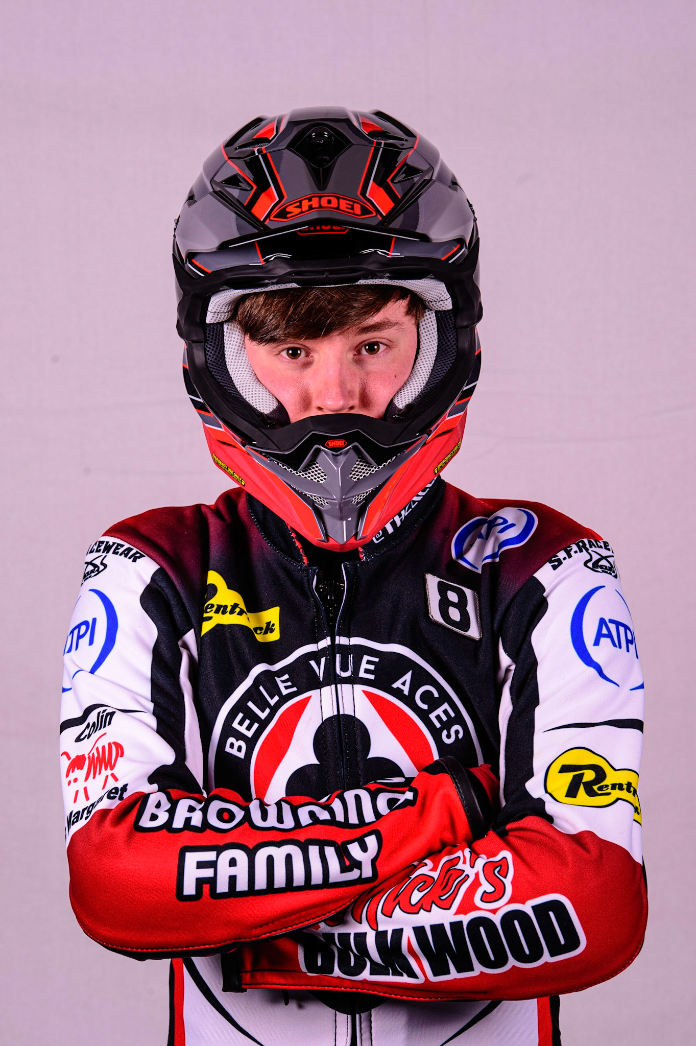 MANCHESTER, UK. MAR 14TH Connor Bailey - Belle Vue 'ATPI' Aces during the Belle Vue Speedway Media Day at the National Speedway Stadium, Manchester on Monday 14th March 2022. (Credit: Ian Charles | MI News)