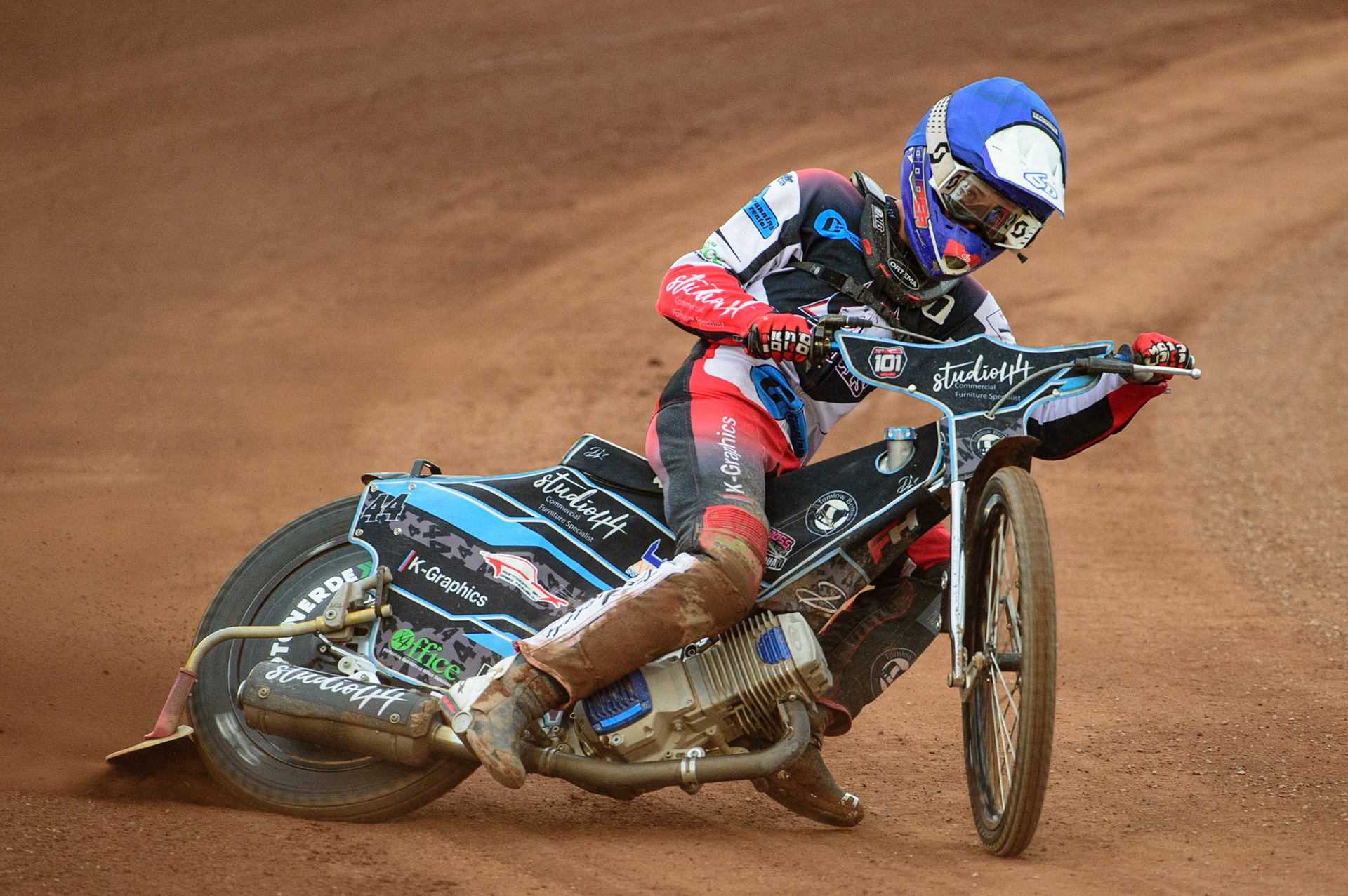 MANCHESTER, UK. JUN 24TH  Freddy Hodder  in action  for Belle Vue Cool Running Colts  during the National Development League match between Belle Vue Colts and Berwick Bullets at the National Speedway Stadium, Manchester on Friday 24th June 2022. (Credit: Ian Charles | MI News)