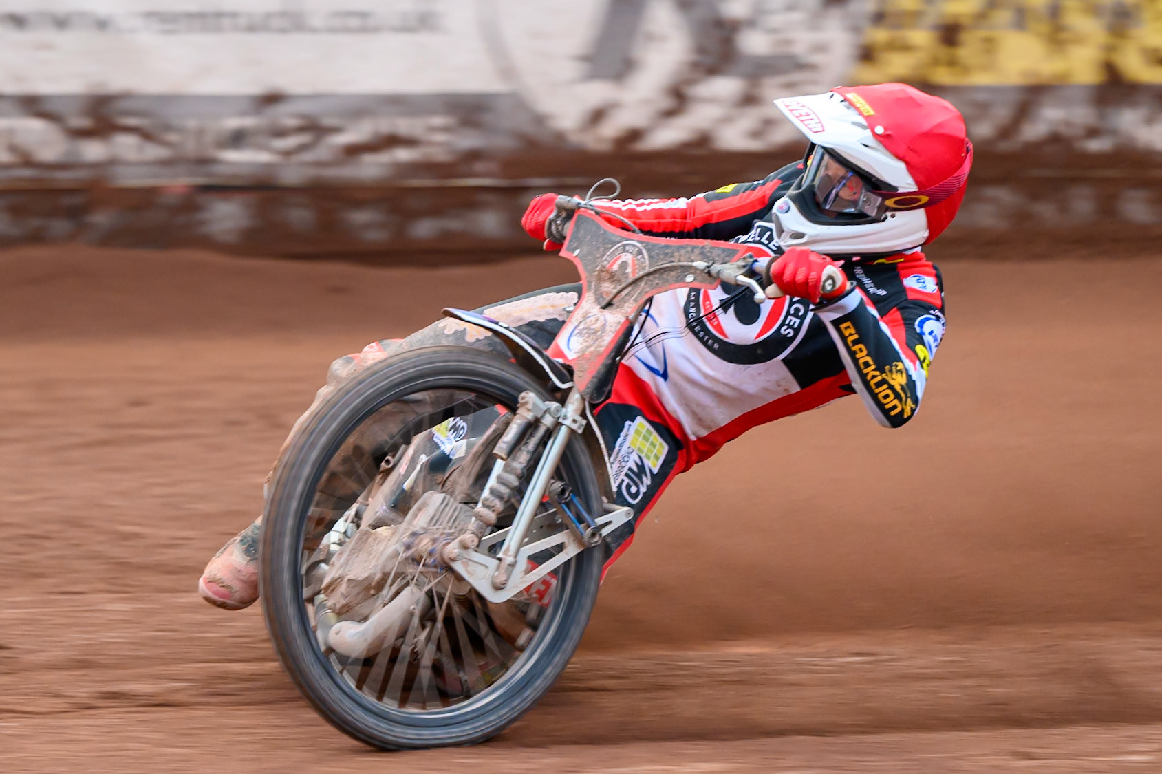 Peter Kildemand of Belle Vue Aces in action during the Rowe Motor Oil Premiership match between Belle Vue Aces and Leicester Lions at the National Speedway Stadium, Manchester on Monday 15th June 2026. (Photo: Ian Charles | MI News)