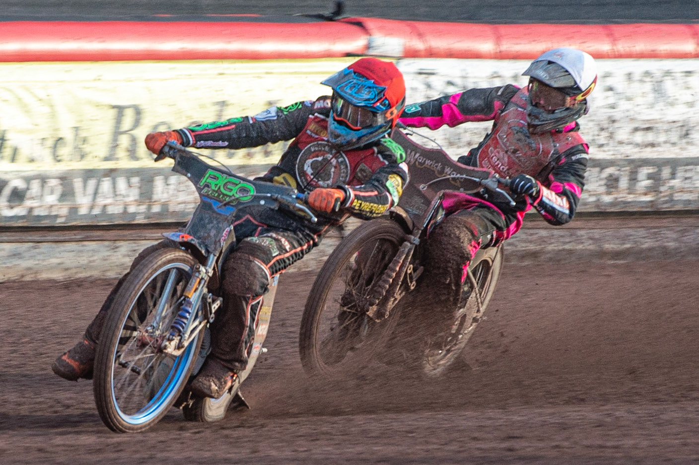 Photo by Ian Charles:

Dimitri Berge  (Red) leads Josh Bates  (White)

Belle Vue Aces v Peterborough Panthers, British Speedway Premiership, National Speedway Stadium, Manchester, Thursday, 13, June, 2019