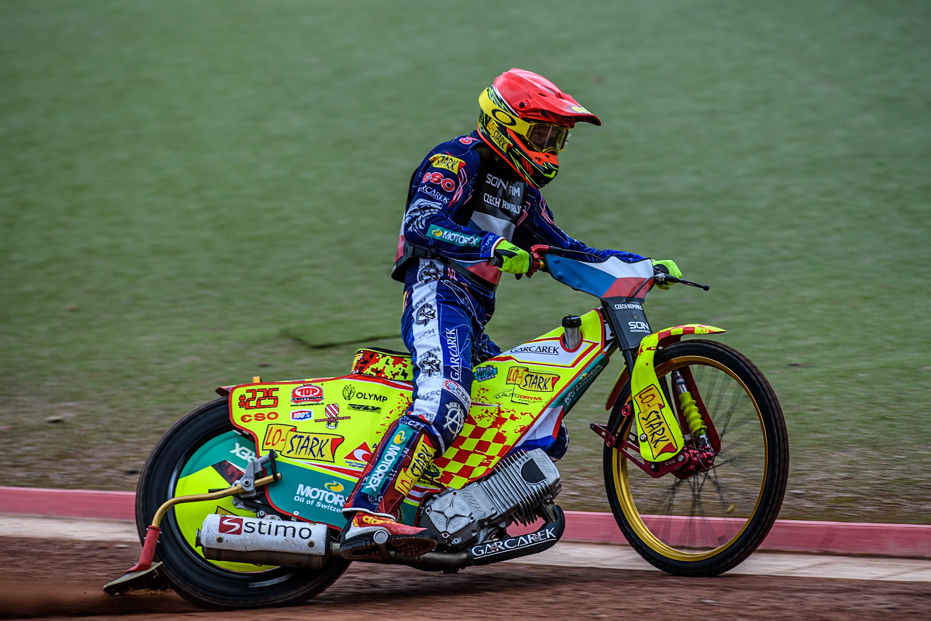 Vaclav Milik of The Czech Republic practices during the Monster Energy FIM Speedway of Nation Semi Final 2 at the National Speedway Stadium, Manchester on Wednesday 10th July 2024. (Photo: Ian Charles | MI News)