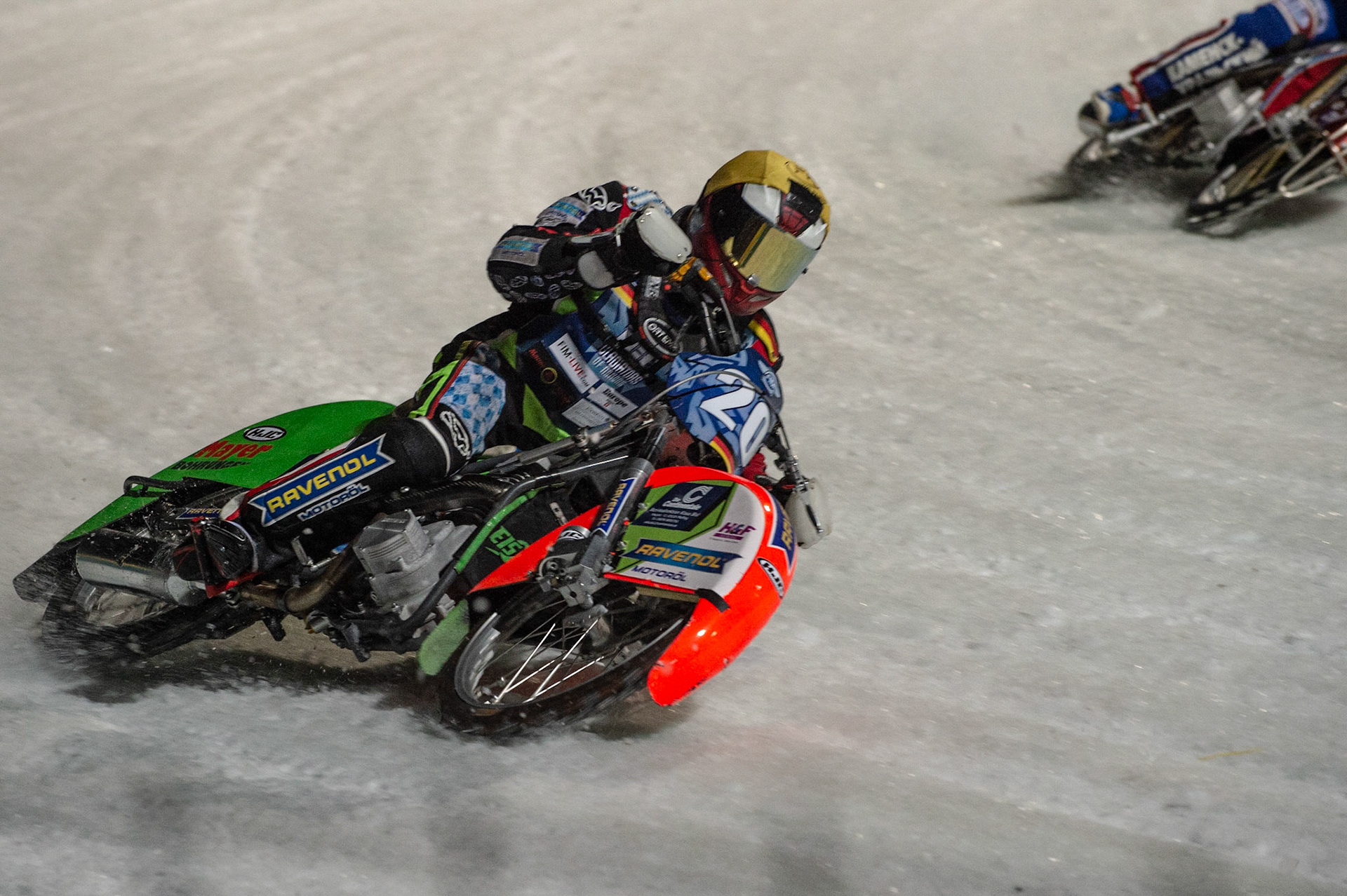 BERLIN GERMANY  - February 29  Johan Weber of Germany makes an outside run  during theIce Speedway of Nations (Day 1) at the Horst-Dohm-Eisstadion, Berlin,  on Saturday 29 February 2020. (Credit: Ian Charles | MI News)