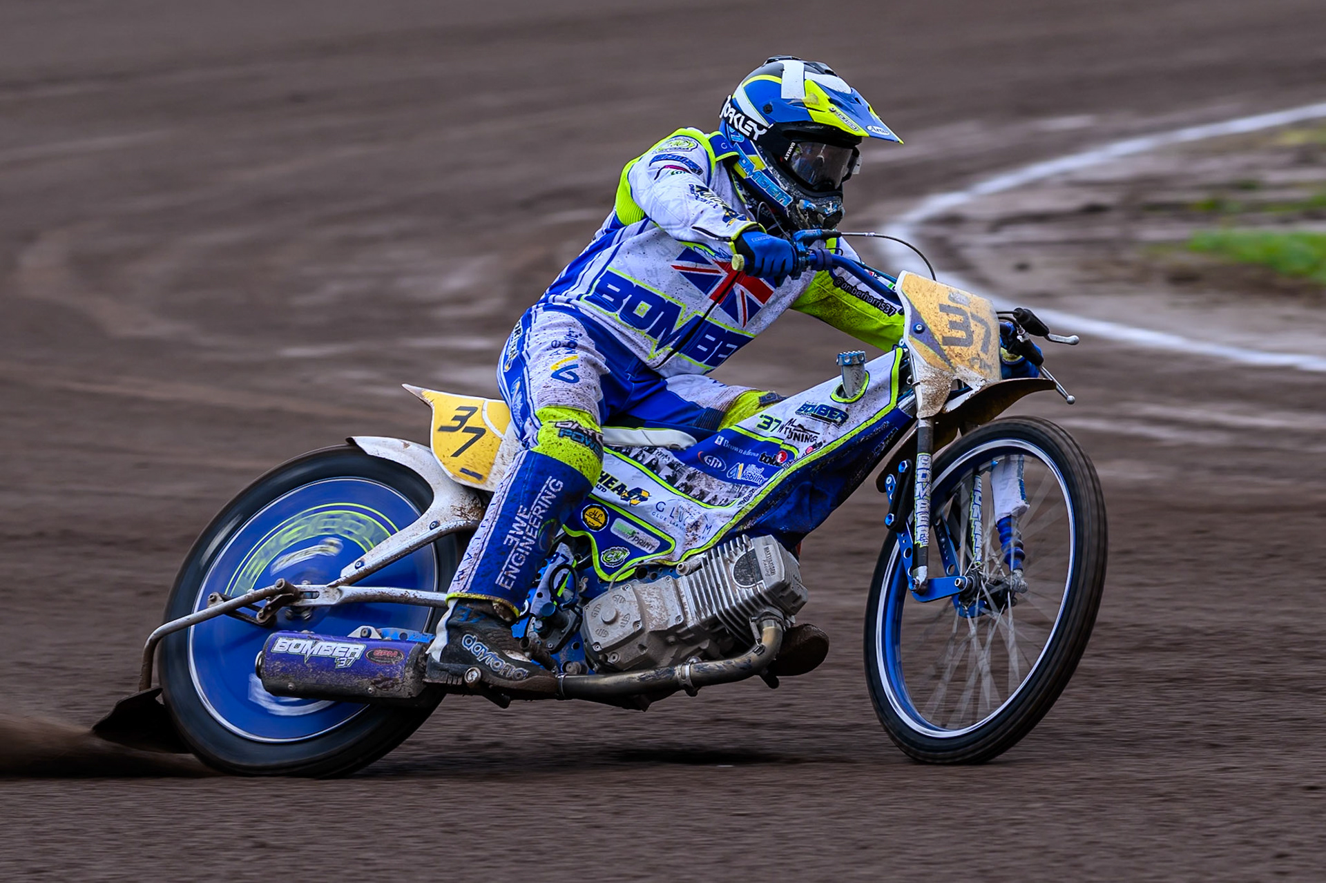 Chris Harris (37) of Great Britain practices during the FIM Long Track World Championship Final 4, at the Speed Centre Roden, Netherlands on Sunday 21st September 2025. (Photo: Ian Charles | MI News)