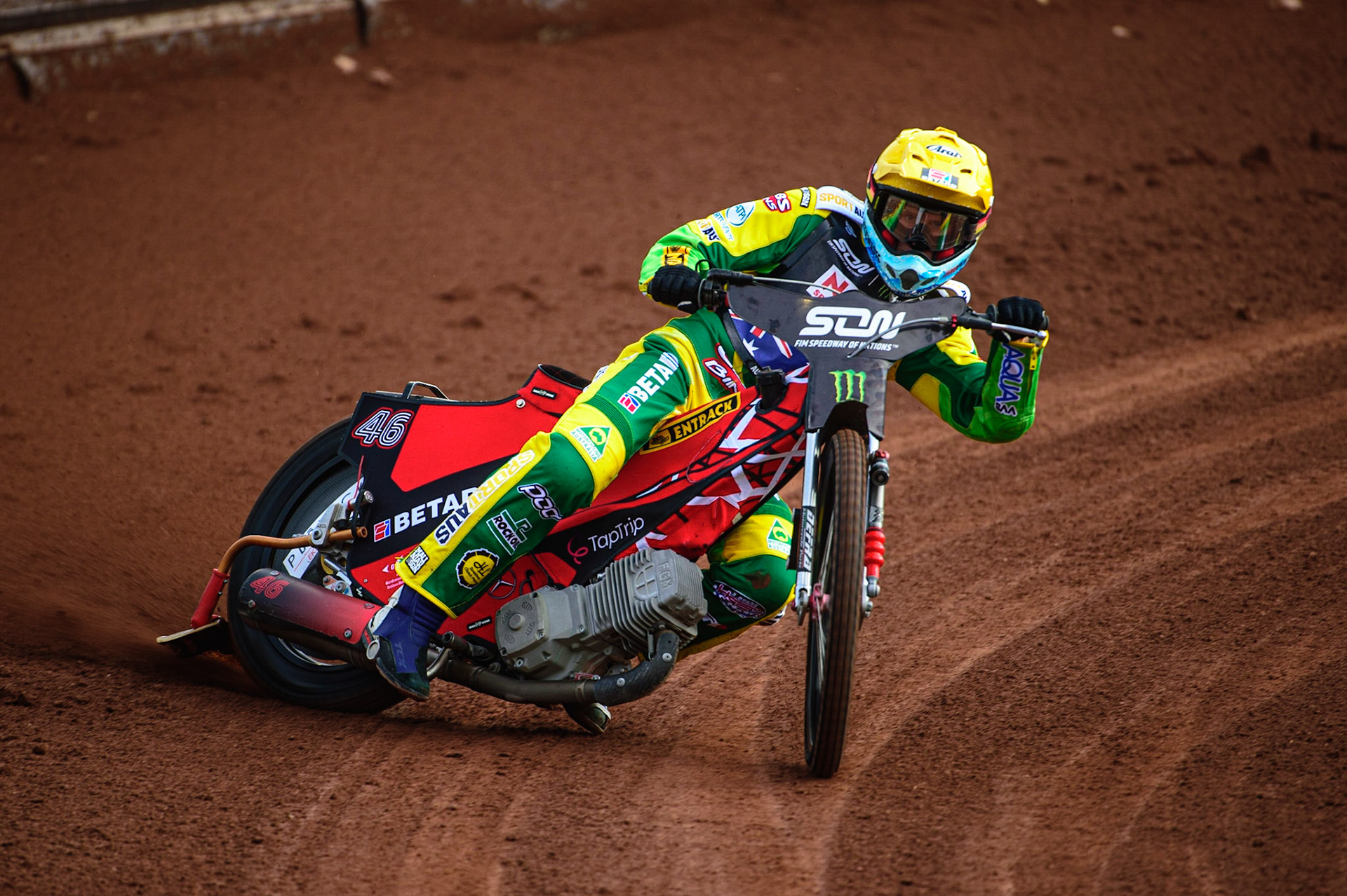 MANCHESTER, UK. OCT 16TH Max Fricke of Australia Practices during the Monster Energy FIM Speedway of Nations at the National Speedway Stadium, Manchester on Saturday  16th October 2021. (Credit: Ian Charles | MI News)